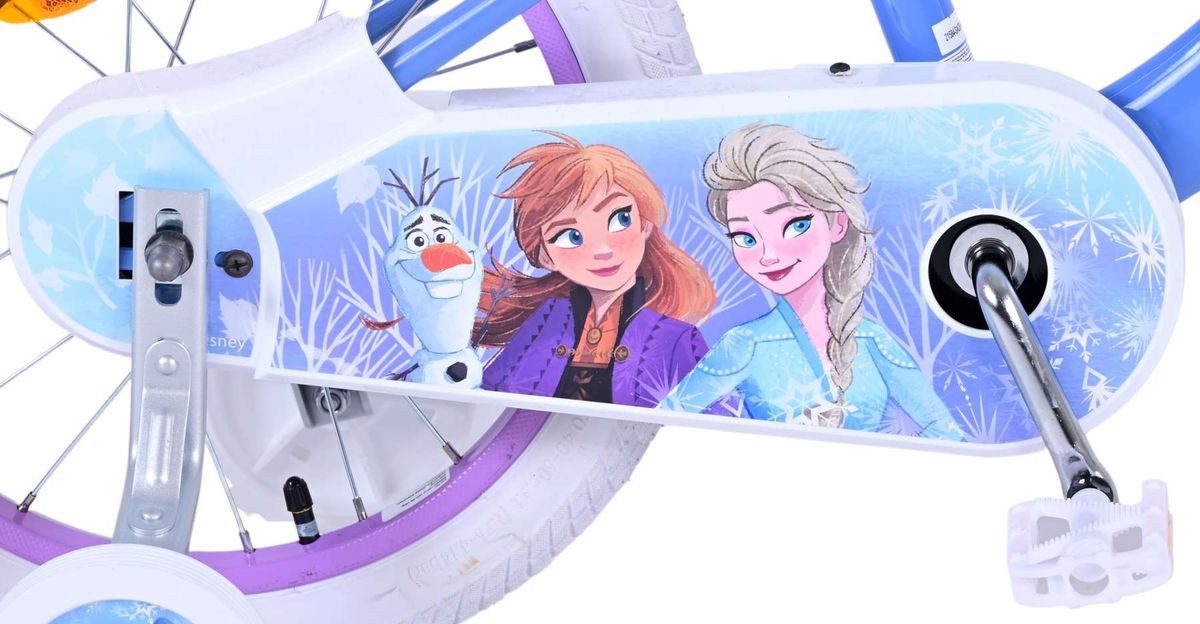 Volare Kinderfahrrad 16 Zoll Kinder Mädchen Fahrrad Rad Frozen 2 Eiskönigin Elsa 21584-SACB, 1 Gang, Rücktrittbremse, Korb,Stützräder,Kettenschutz, Schutzbleche