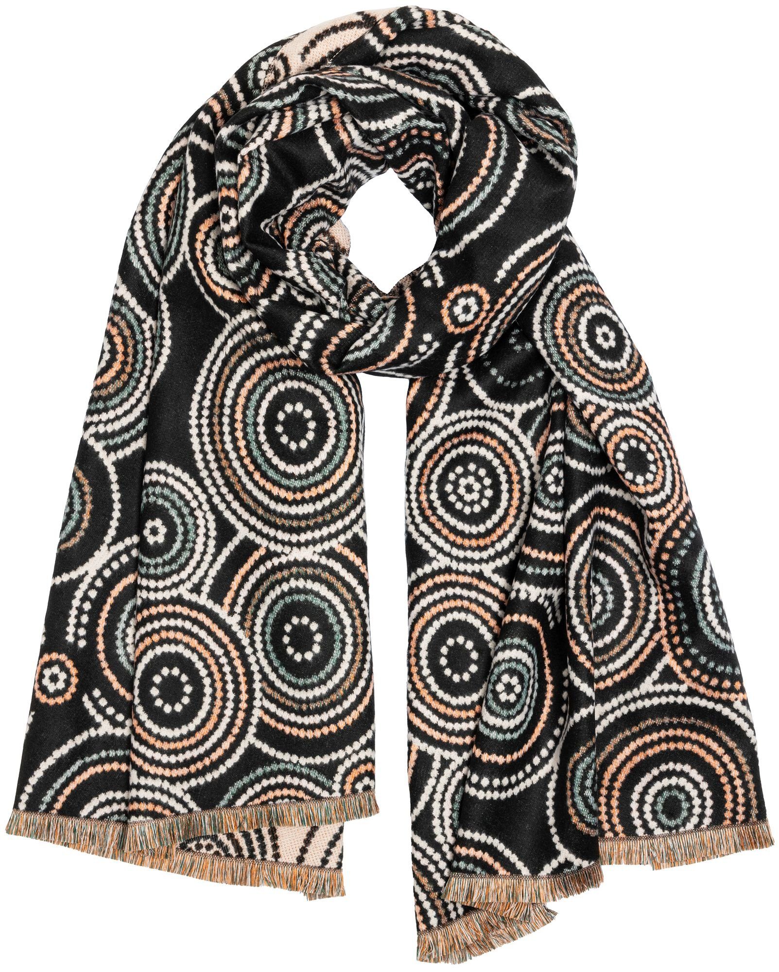 Caspar Modeschal SC524 Damen warmer XXL Winter Schal mit klassischem Paisley Muster schwarz | Modeschals