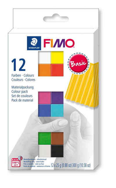 FIMO Modelliermasse »FIMO soft Materialpackung 'Basic Colours', 12 Halb«, 12 Halbblöcke