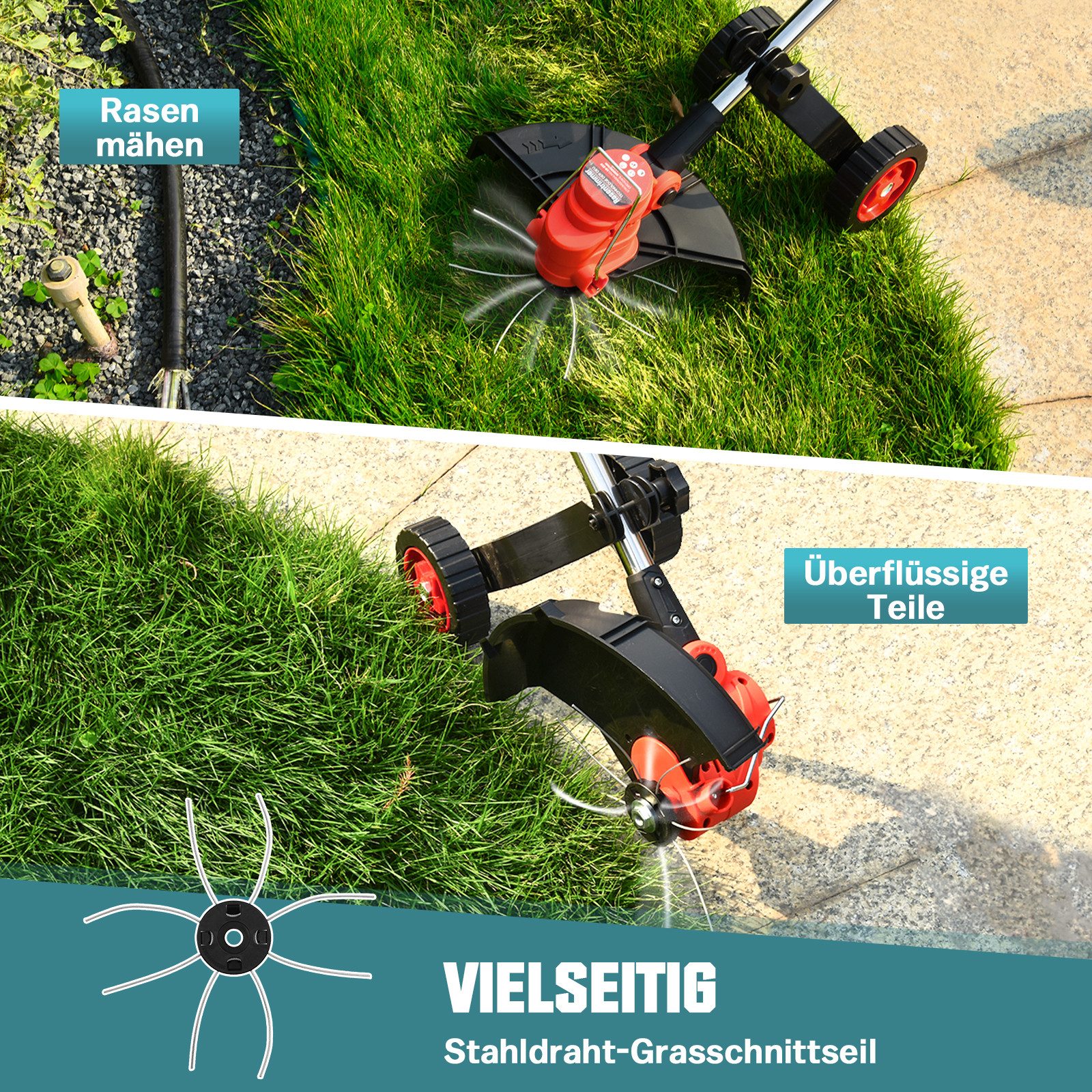XERSEK Elektro-Rasentrimmer Akku Rasentrimmer 5-in-1 Freischneider mit Unkr günstig online kaufen