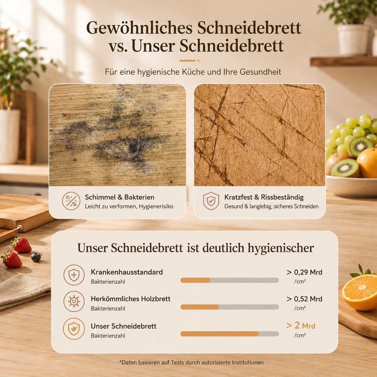 Jumpeak Schneidebrett Titan Schneidebrett mit Saftrille,Anschlagkante,rostfrei,beidseitig, Edelstahl, Edelstahl Schneidebrett 41x32cm,antibakteriell,mit Griff – Bild 3 von 5