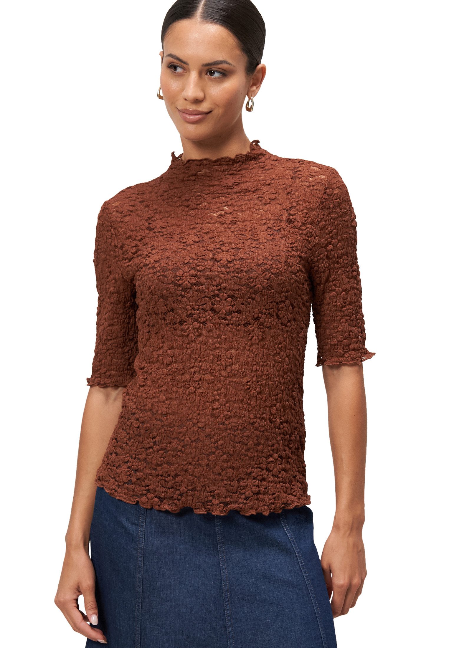 Zero Kurzarmshirt zero Damen Spitzenshirt mit günstig online kaufen