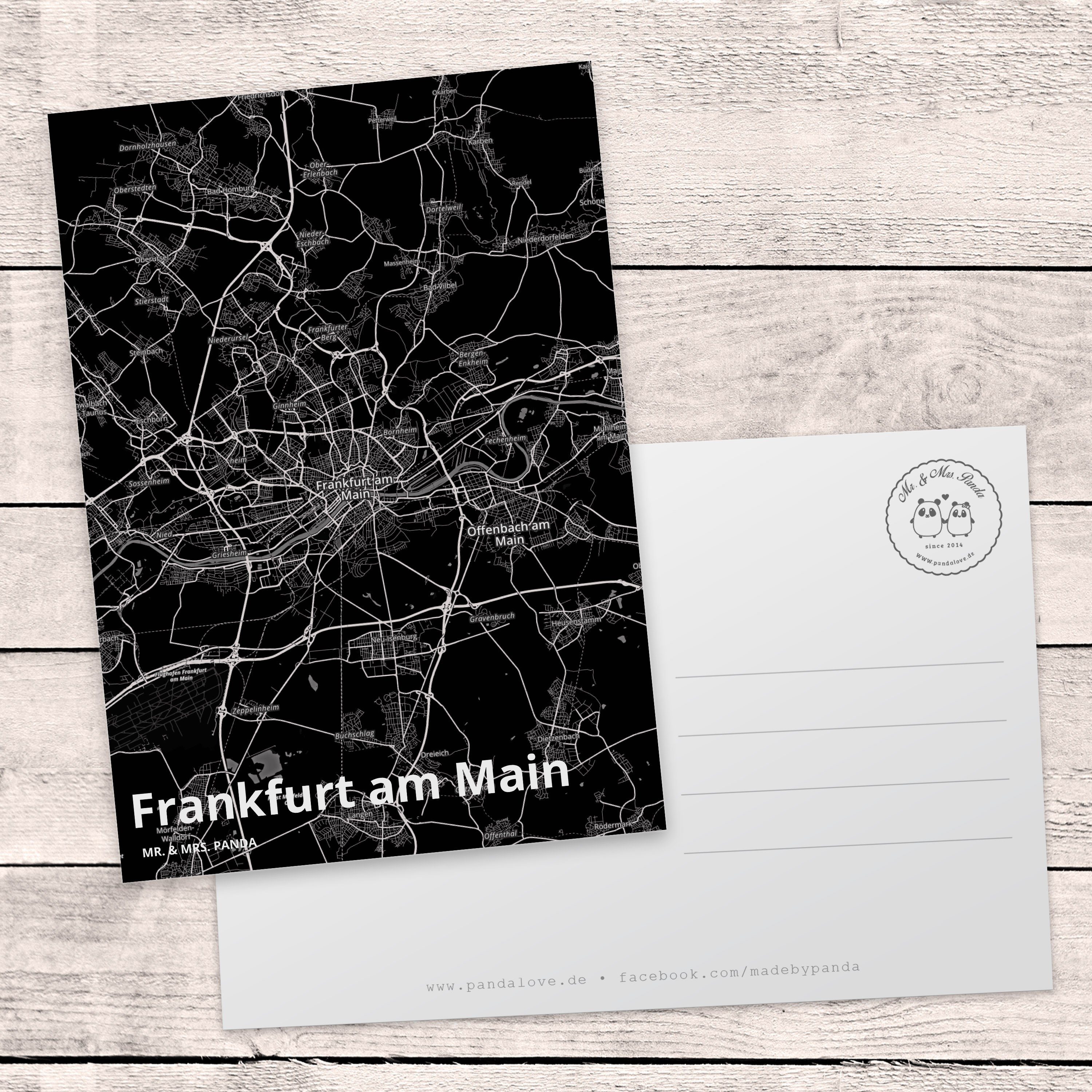 Postkarte Dorf Karte Stadt Panda Geschenk, Frankfurt Dankeskarte, am - Main Mrs. & Mr. Landkarte