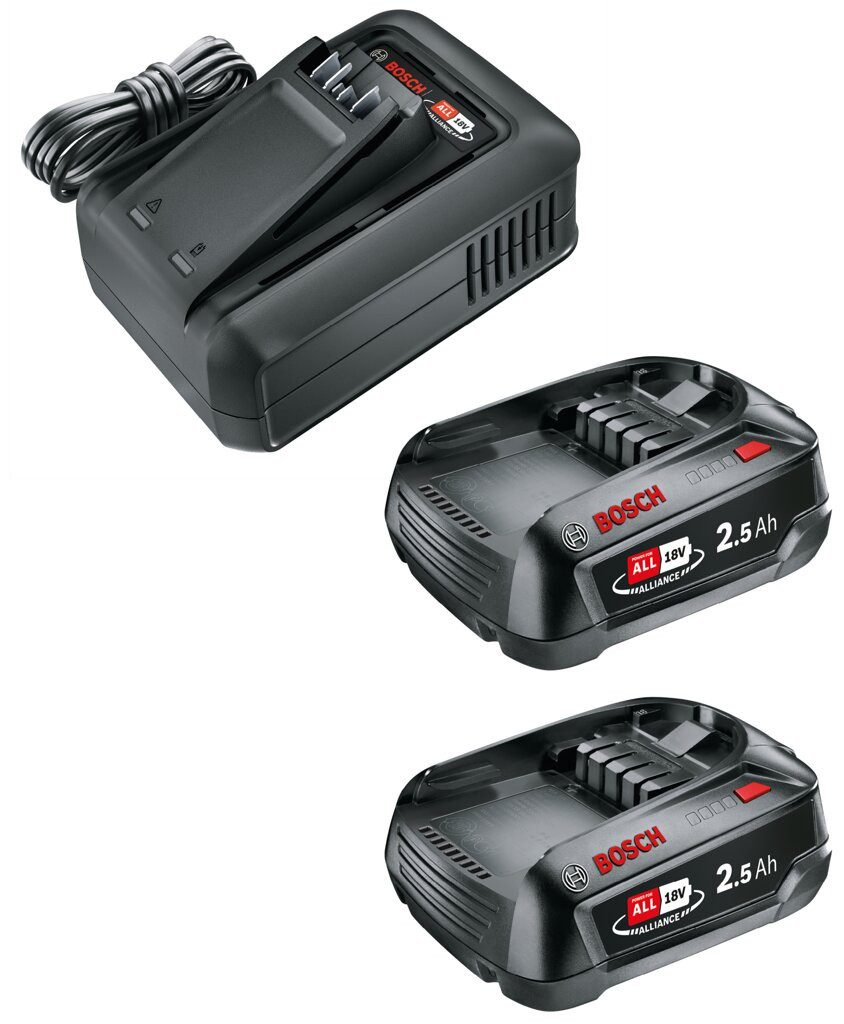Bosch Home & Garden Starter Kit QC AL 18V-44 Ladegerät + 2x Akku PBA 18V 2.5Ah SoC Akku-Set