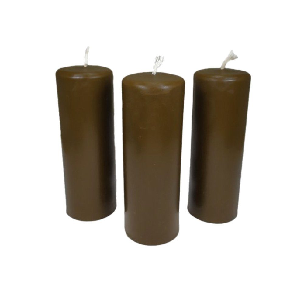 NKlaus Formkerze 3x Stumpenkerzen Rustikal Höhe 95mm Ø 34mm Bienenw