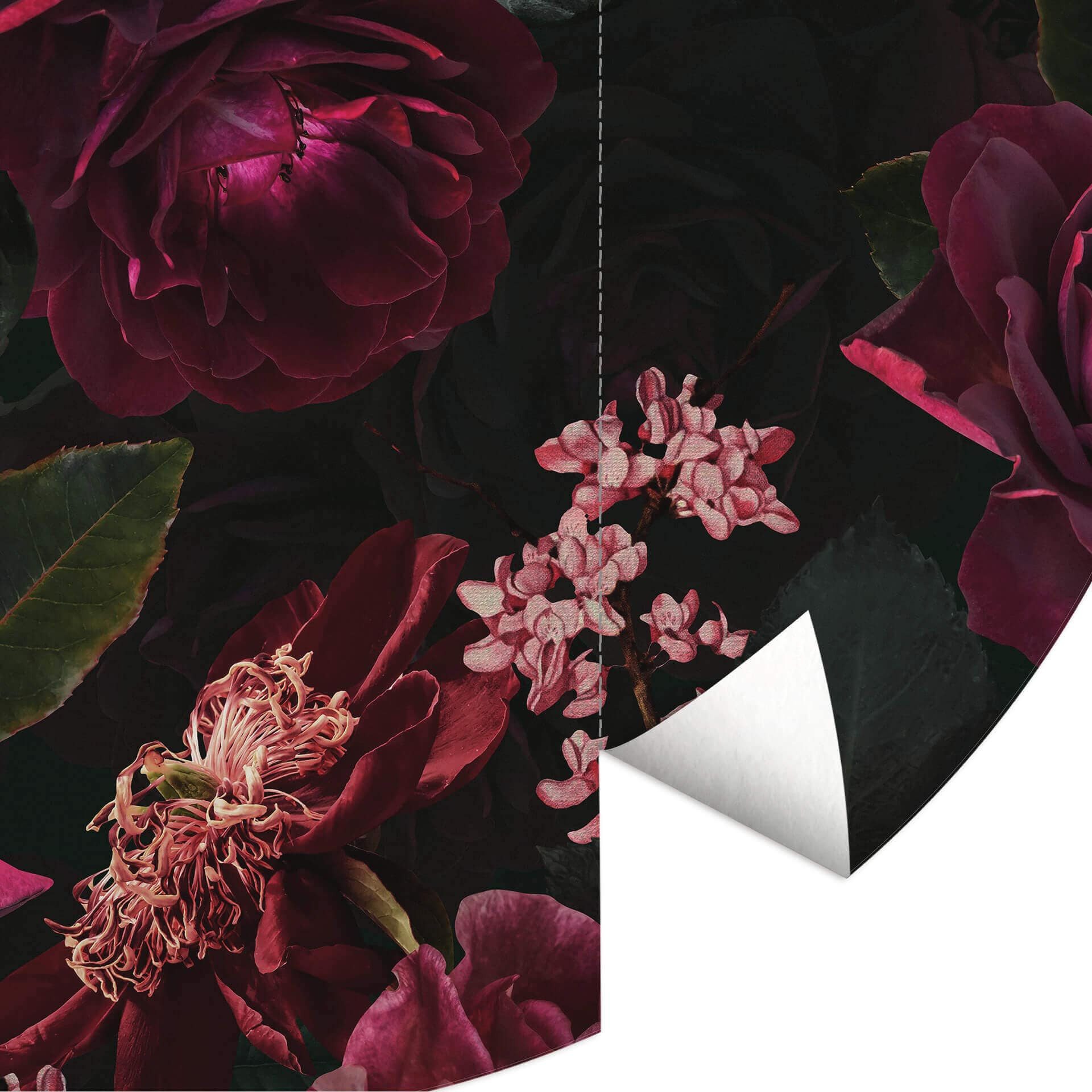 K&L Wall Art Fototapete selbstklebend Vliestapete Blumen Wandbild rund Vintage Natur Wanddeko, floral, bedruckt, selbstklebende Tapete
