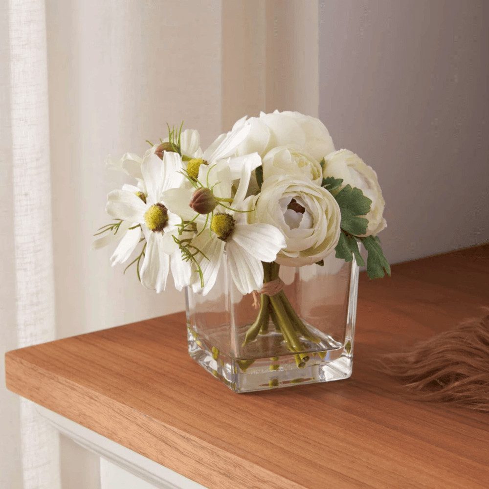 Home-trends24.de Deko-Glas Dekovase Glas mit weiß günstig online kaufen