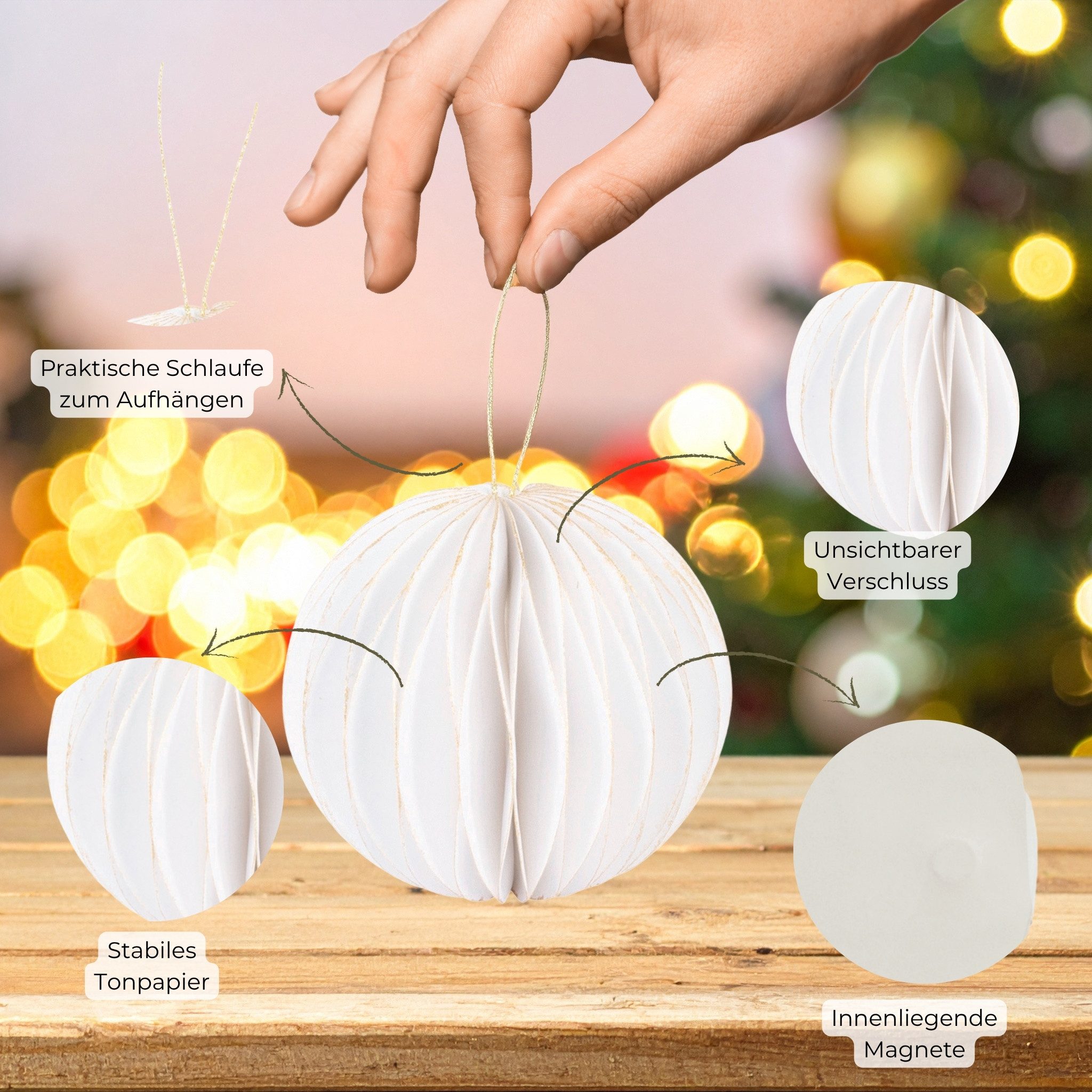 matches21 HOME & HOBBY Dekohänger Weihnachtsdeko Weihnachtskugeln zum Aufhängen Rot 6er Set (6 St), Ø 6 cm Papier Weihnachtsbaumschmuck