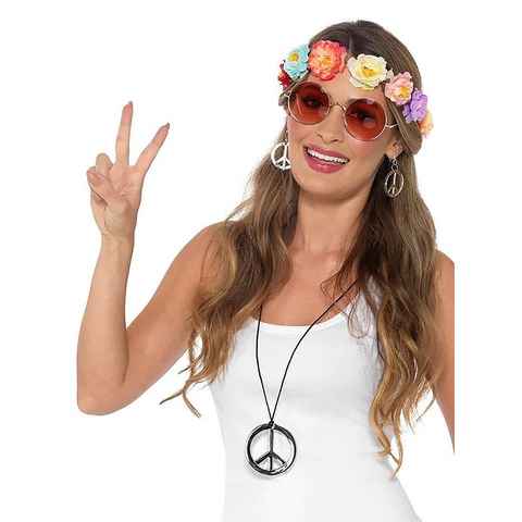 Smiffys Kostüm Flower Power Accessoire-Set, Vervollständige Dein Hippie-Outfit!