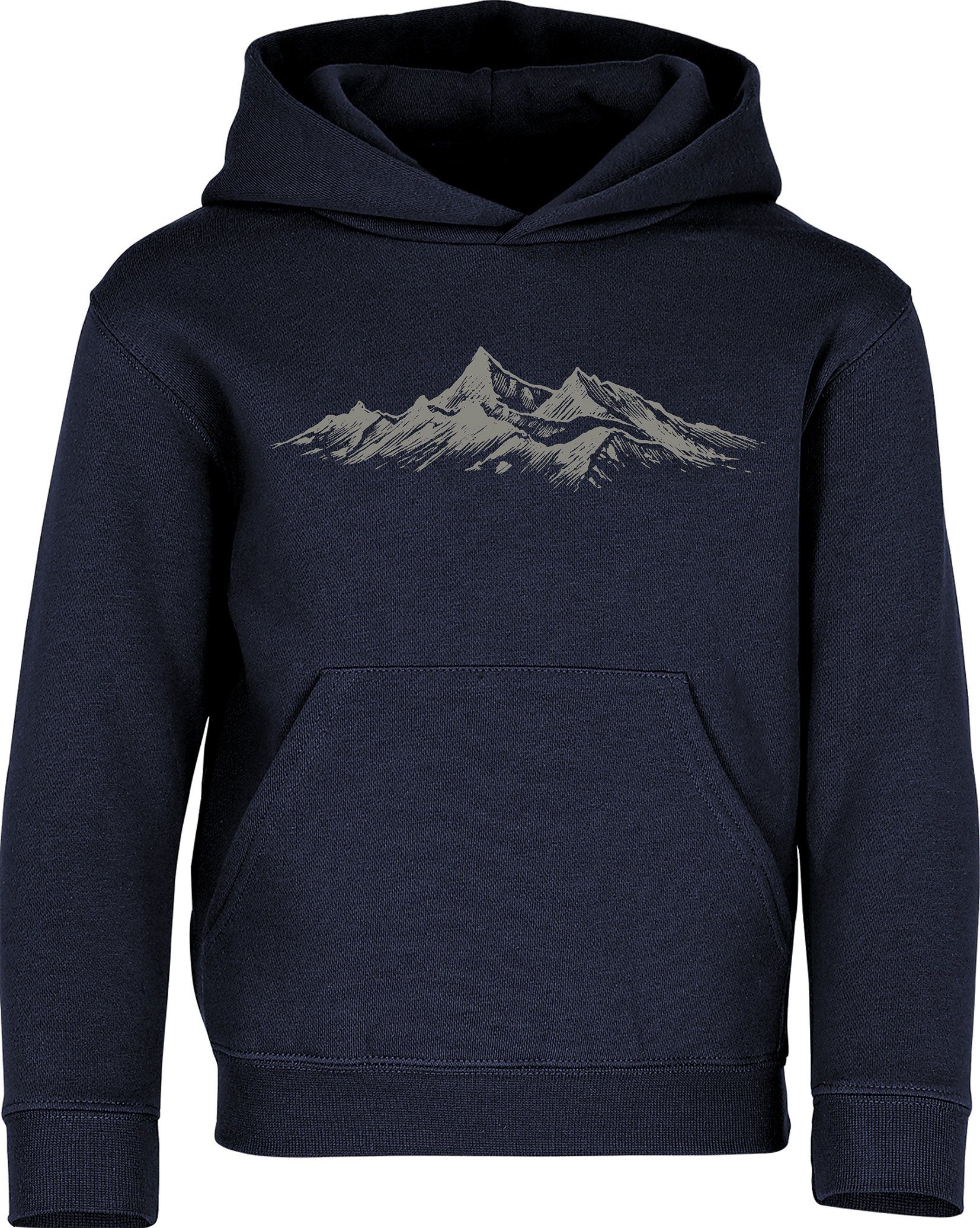 Baddery Kapuzenpullover Kinder Hoodie: "Alpengipfel" - Klettern Wandern Outdoor, hochwertiger Siebdruck