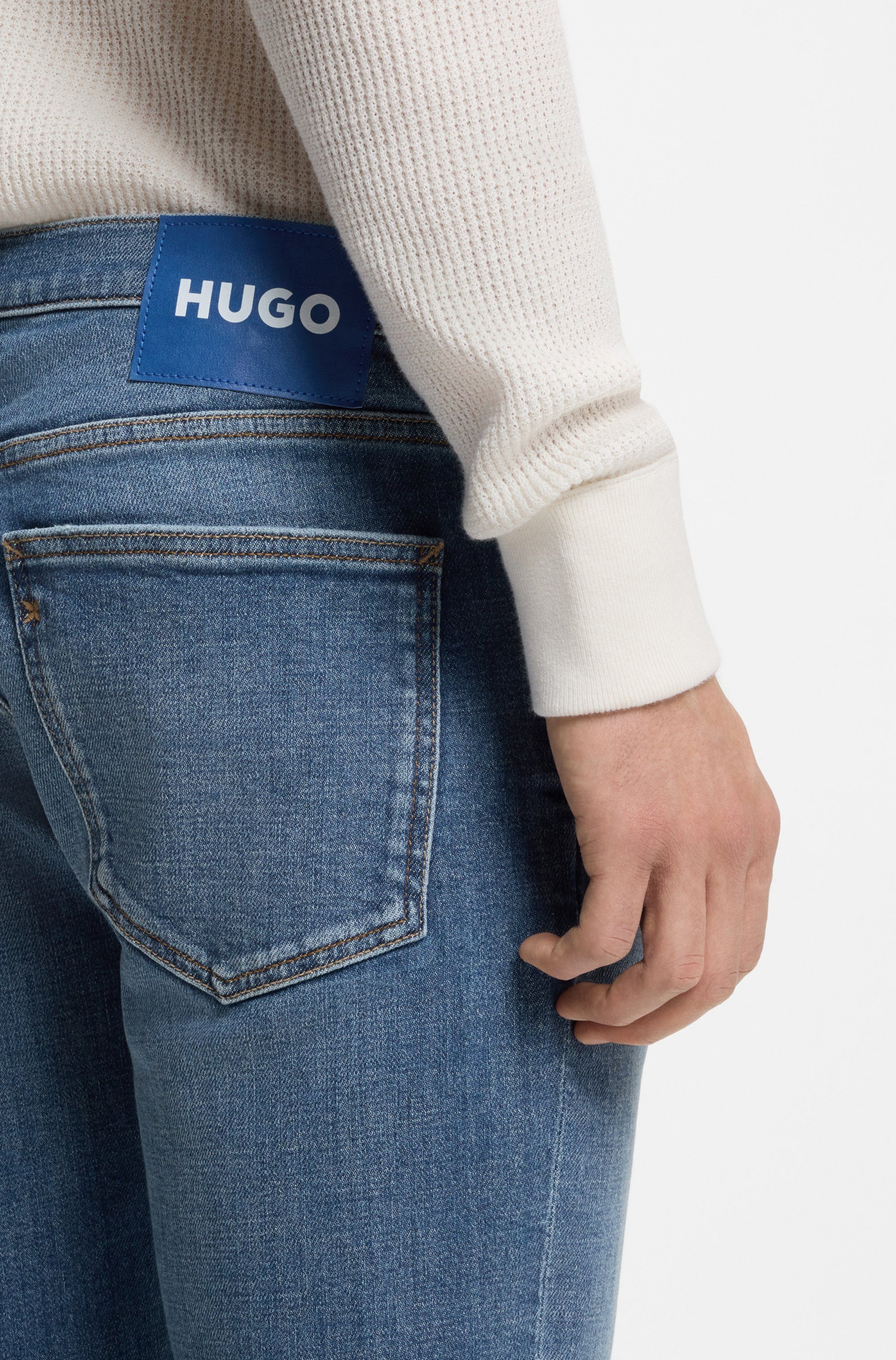 HUGO 5-Pocket-Jeans Zane Extra-Slim Fit, Baumwoll-Stretch, stone washed