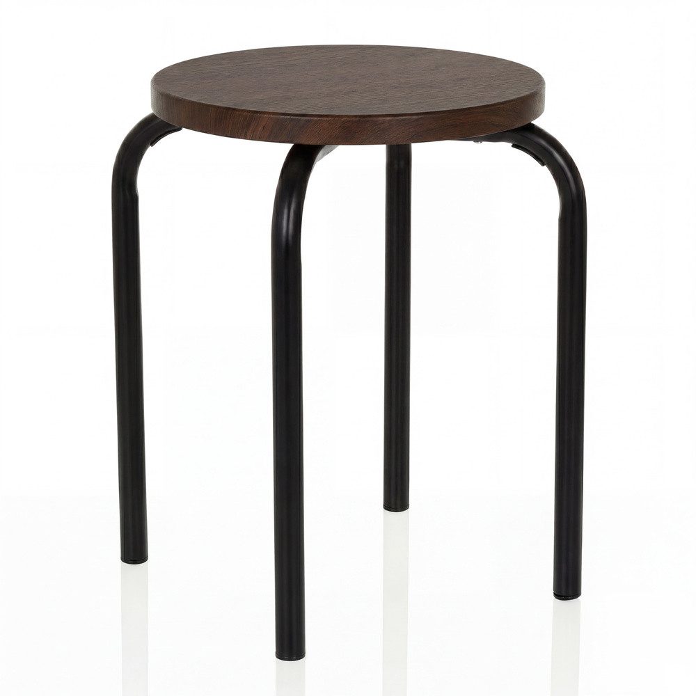 hjh LIVING Sitzhocker ALRANDA Hocker, Hocker rund, Holz Sitzfläche, Metallbeine