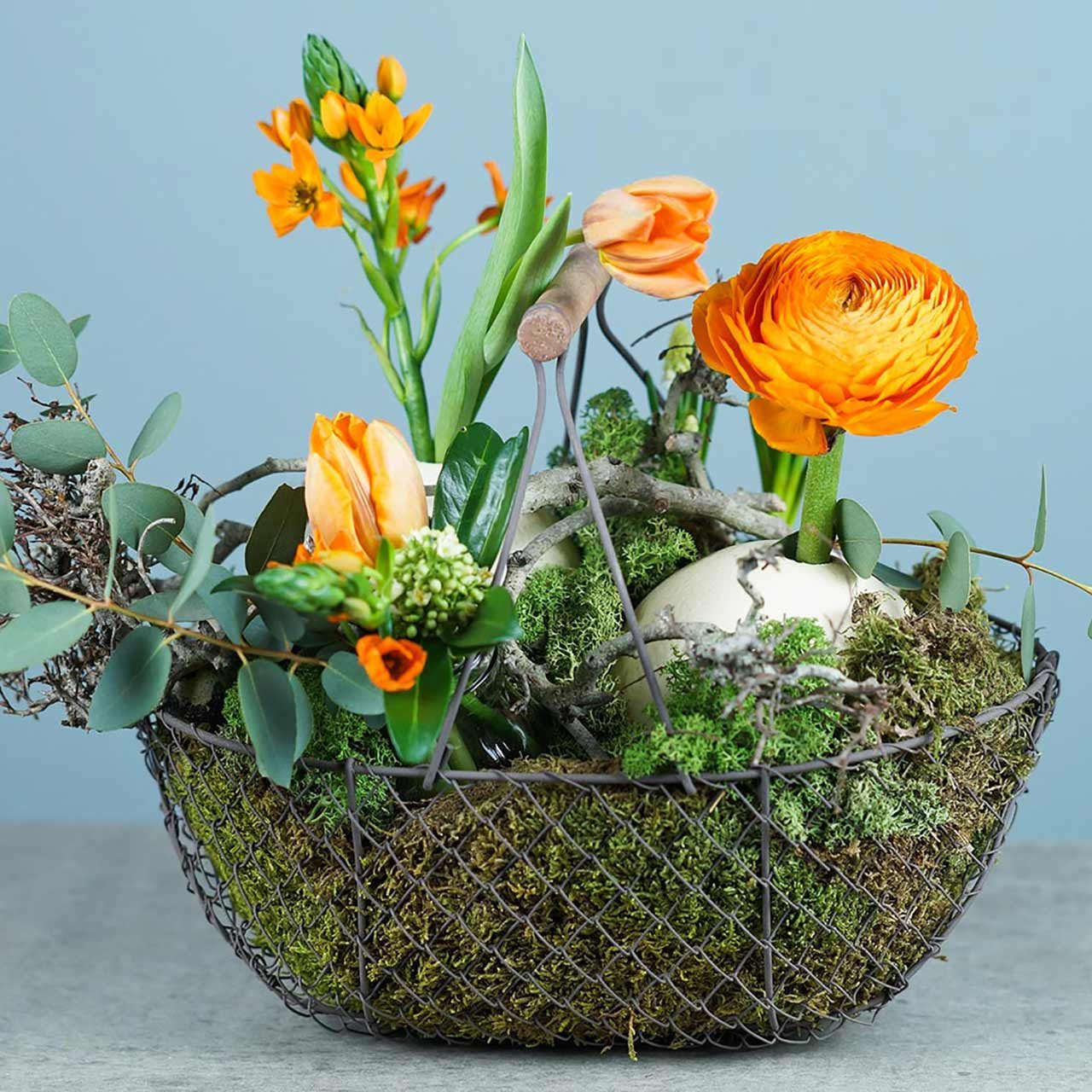 Viana Gartenfigur Drahtkorb Vintage Deko Design mit Henkel für kreative Akz günstig online kaufen