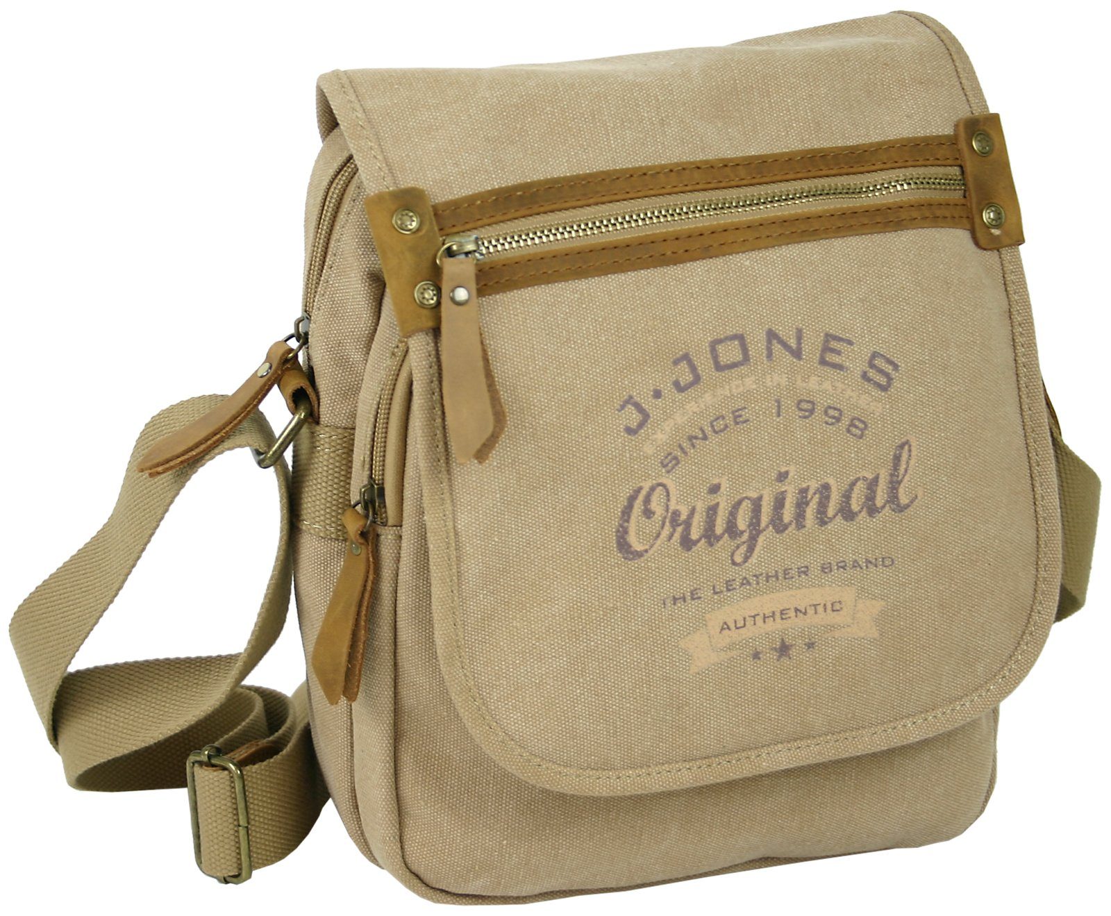 J JONES JENNIFER JONES Messenger Bag - Schultertasche aus Canvas - Umhängetasche 9 Liter Volumen, 25x31x12 cm