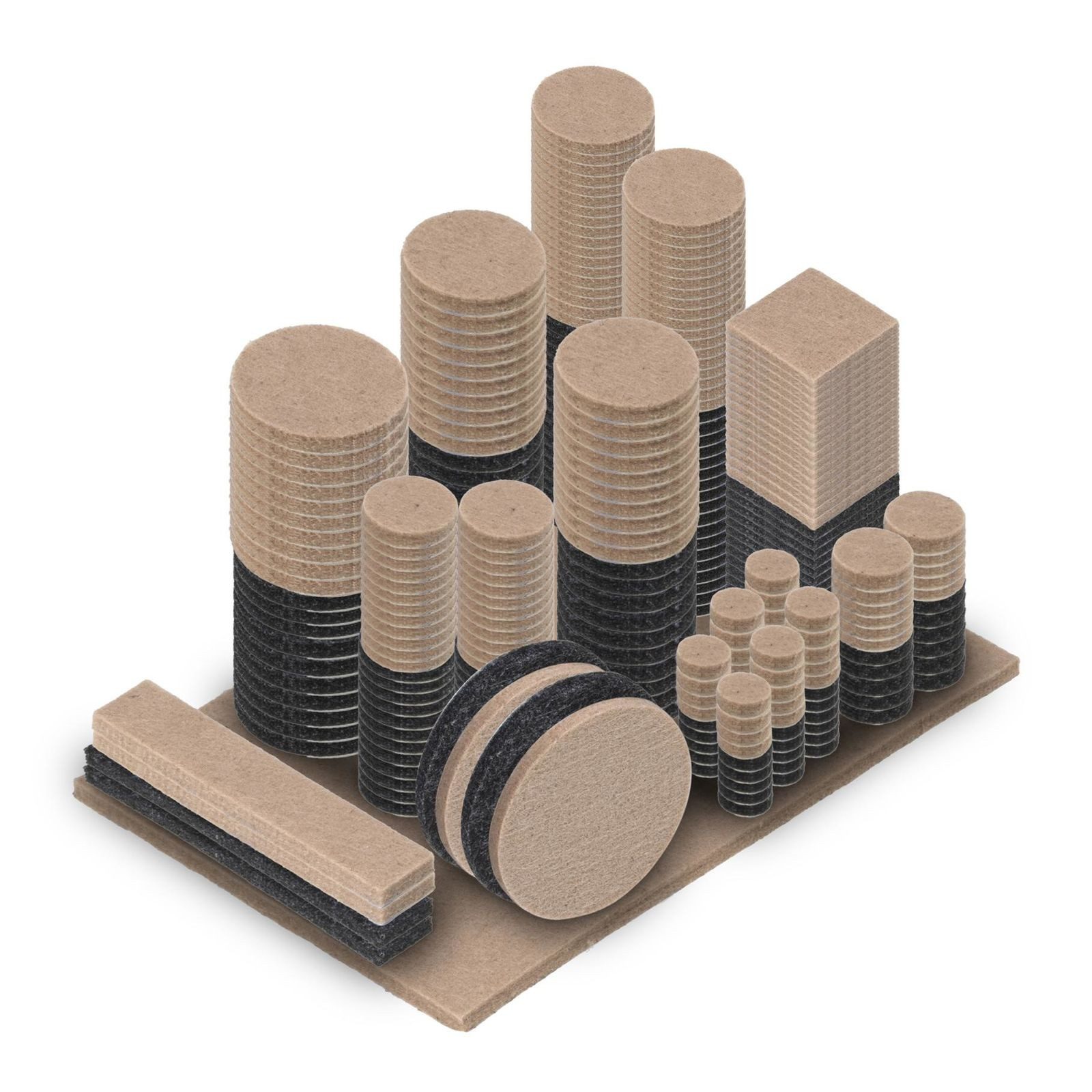 Gravidus Войлочные планеры Войлочные планеры Set 300 teilig selbstklebend schwarz beige mehrere Größen, (300 St)