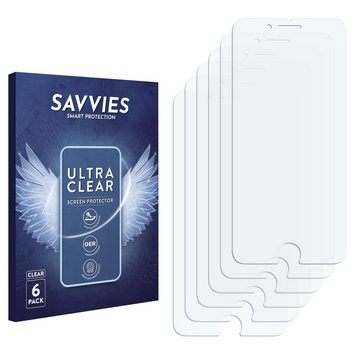 Savvies Schutzfolie für Apple iPhone 8, Displayschutzfolie, 6 Stück, Folie klar