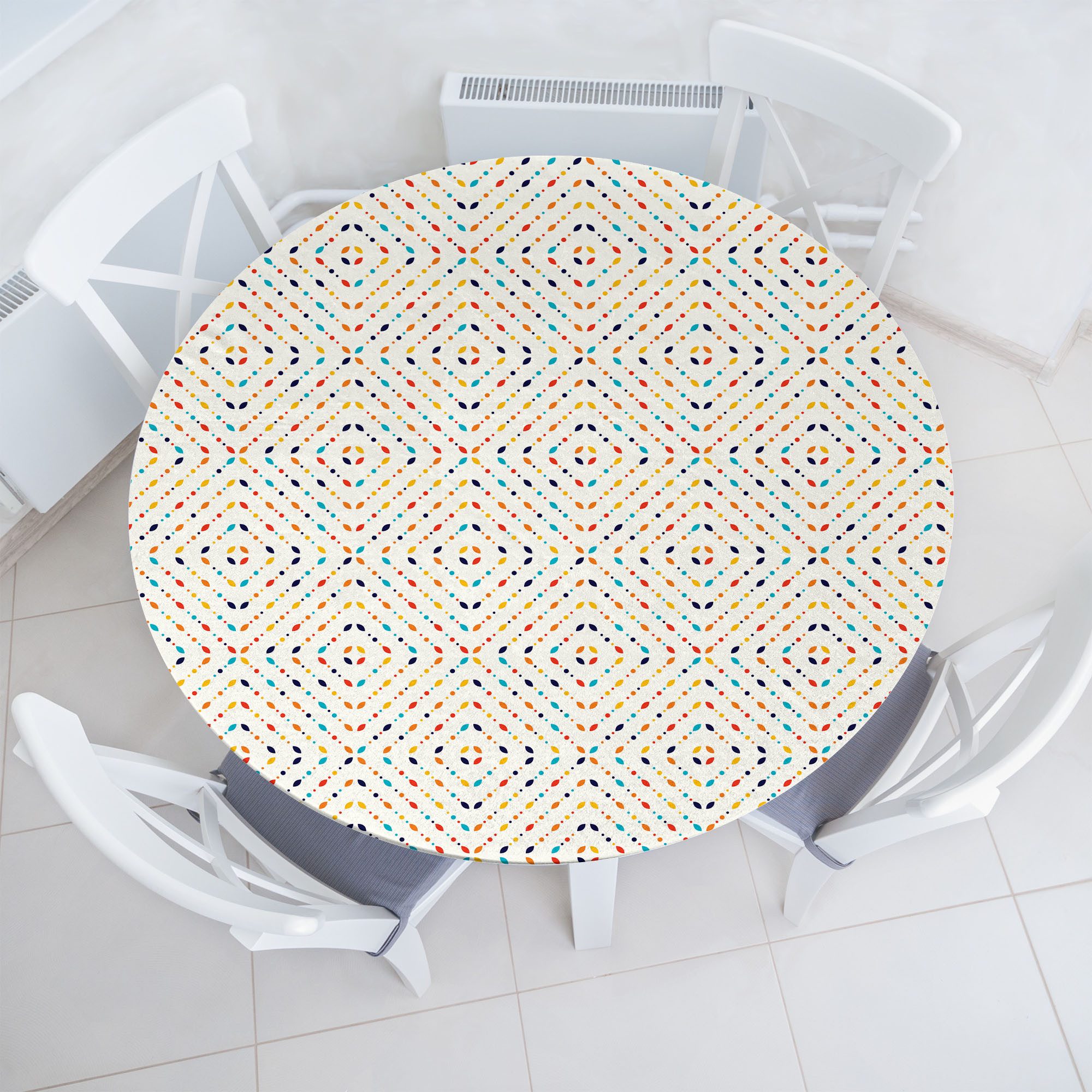 Abakuhaus Tischdecke Rundum-elastische Stofftischdecke, Abstrakt Bunte Spots Partikel