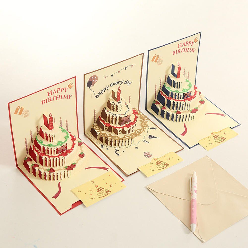 blue Zum Glückwunschpostkarte 3D-Grußkarte Weihnachtskarte Zum Blusmart Geburtstag, Faltbare