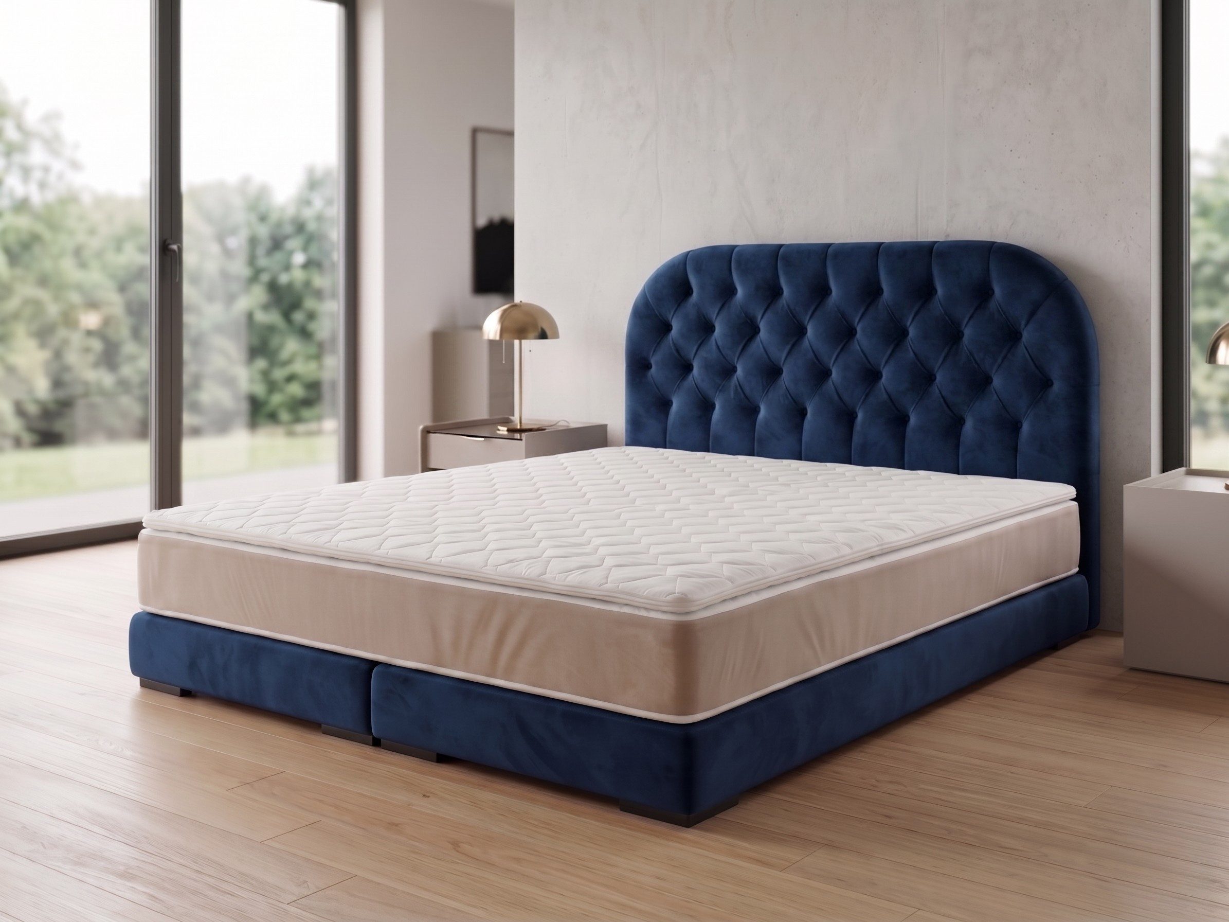 A&J MöbelLand GmbH Polsterbett LEON mit Kopfteil - Stilvolles Bettgestell für Ihr Schlafzimmer (Länge: 209 cm, Höhe Kopfteil: 110 cm, 4 Kopfteil-Varianten, 7 Größen zur Auswahl, Modernes Design, TOP ANGEBOT!, Inklusive Bettgestell), Komplettgestell-Set
