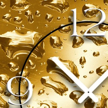 dixtime Wanduhr Wassertropfen gold Designer Wanduhr modernes Wanduhren Design leise (Einzigartige 3D-Optik aus 4mm Alu-Dibond)