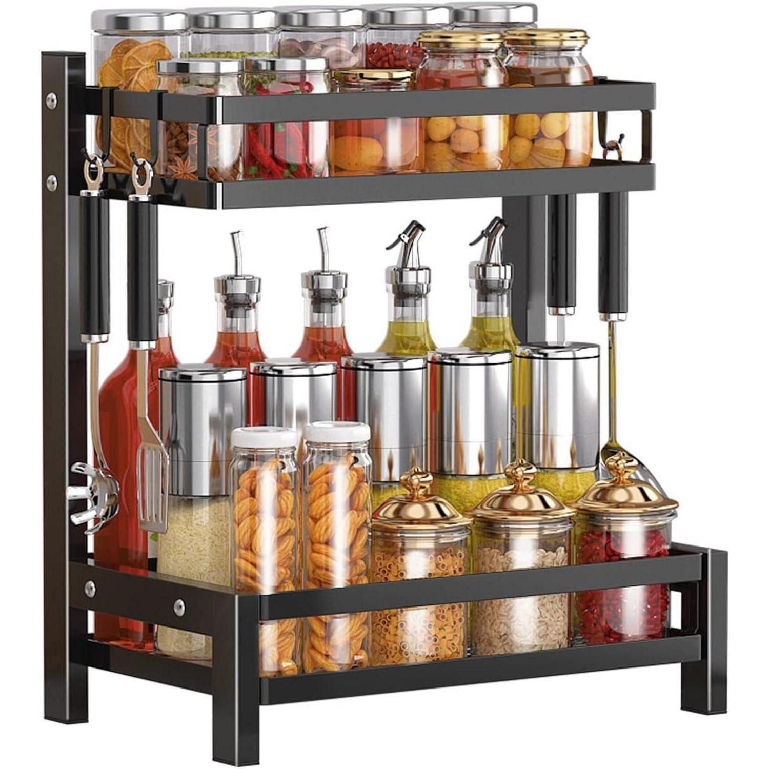 Gewürzregal Gewürzregal Küche Arbeitsplatte 2 Etagen Aufbewahrung 2 Stufig