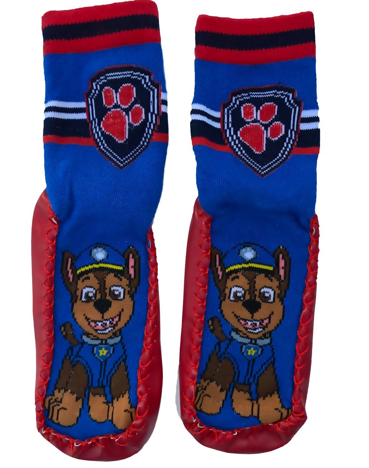 PAW PATROL PAW PATROL Jungen + Mädchen Strümpfe mit Sohle bequeme Hausschuhe Blau oder Rot Marschal oder Chase Gr. 27 28 29 30 31 32 33 34 Hausschuh