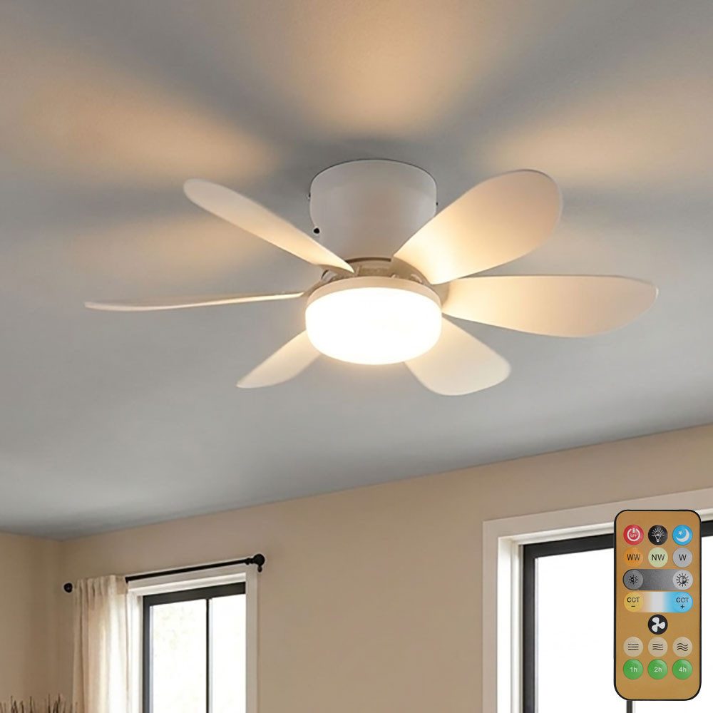 GLOBO LIGHTING Deckenventilator, LED Deckenventilator Lüfter Deckenlampe weiß CCT Dimmer Fernbedienung