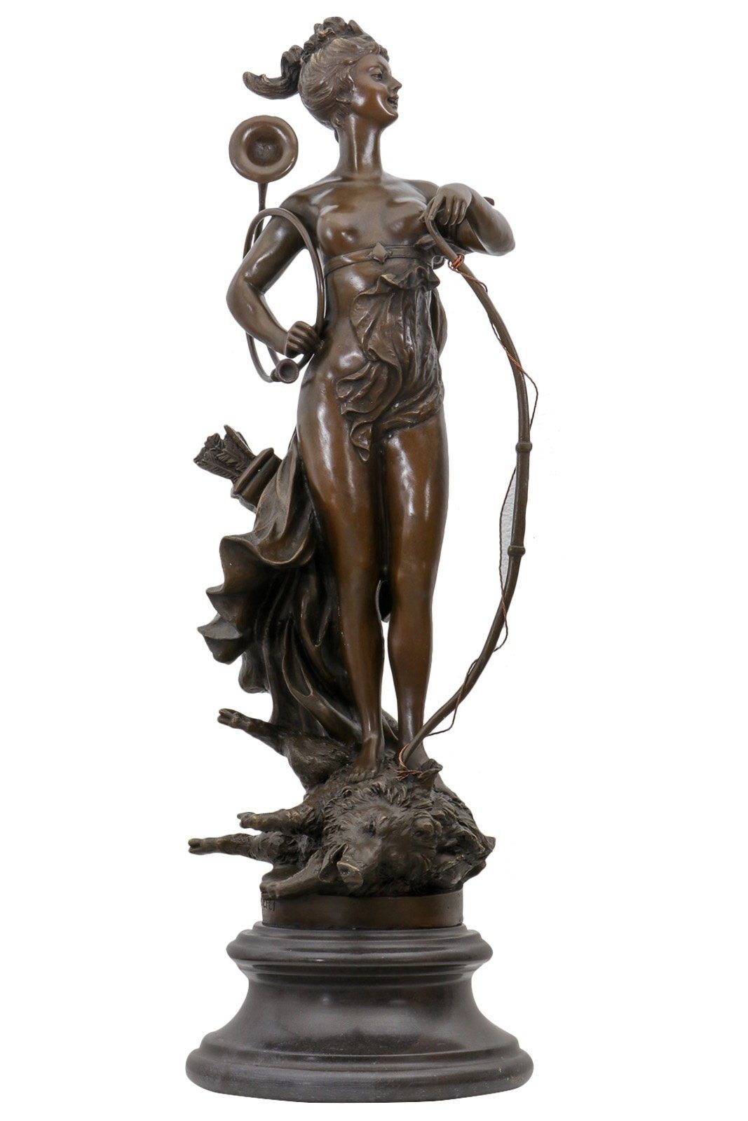 Aubaho Dekoobjekt Bronzeskulptur Diana Göttin der Jagd im Antik-Stil Bronze Figur Statue
