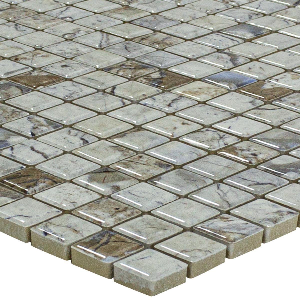 Mosafil Mosaikfliesen Keramikmosaik Fliesen Elysium Marmoroptik 12, Keramik 31.500x31.500, beige, Verlegefertig auf ein Netz geklebt - Frostsicher - Wasserfest -