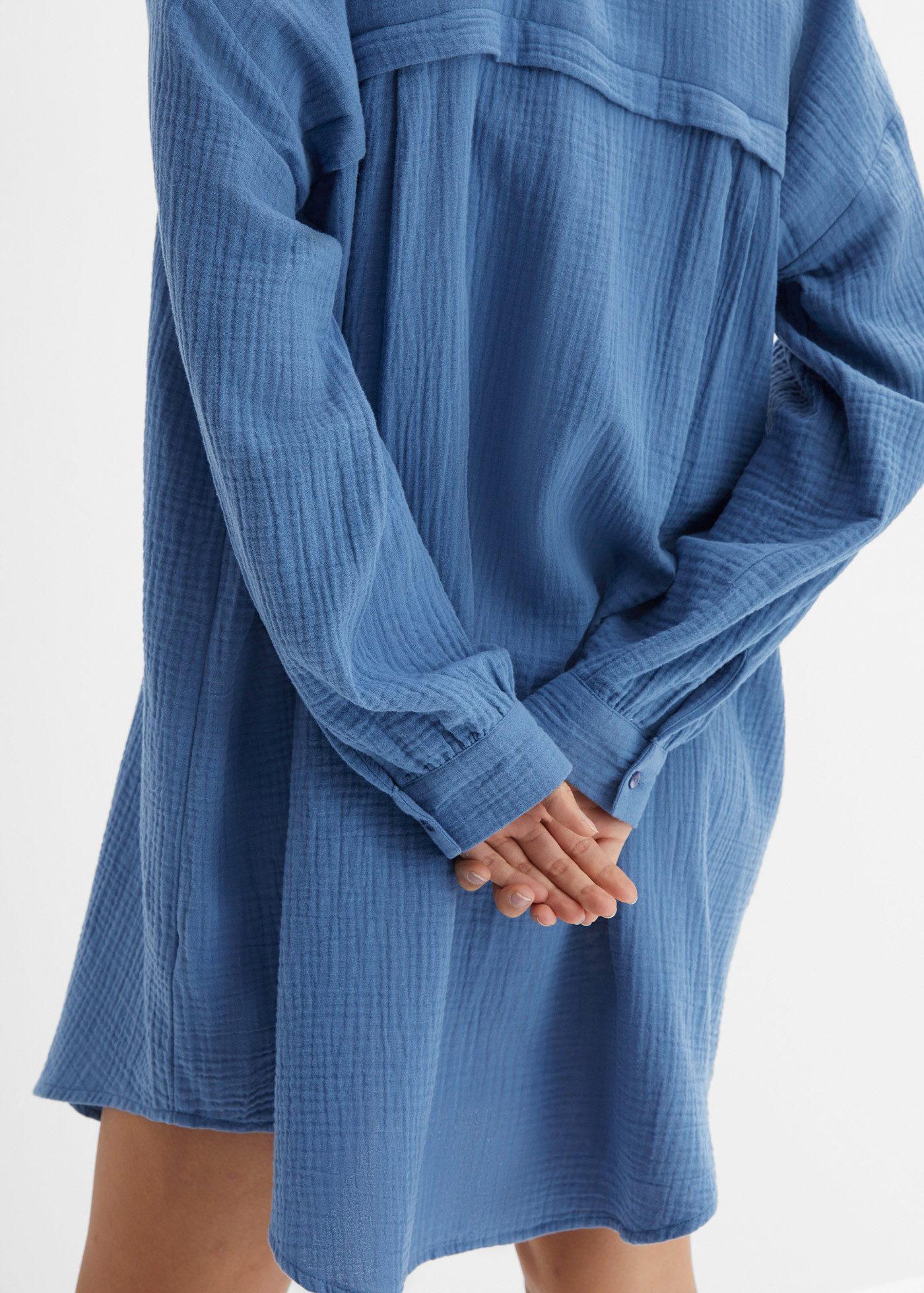 bonprix Longbluse Oversize-Passform, aus Baumwoll-Musselin, mit langem Arm