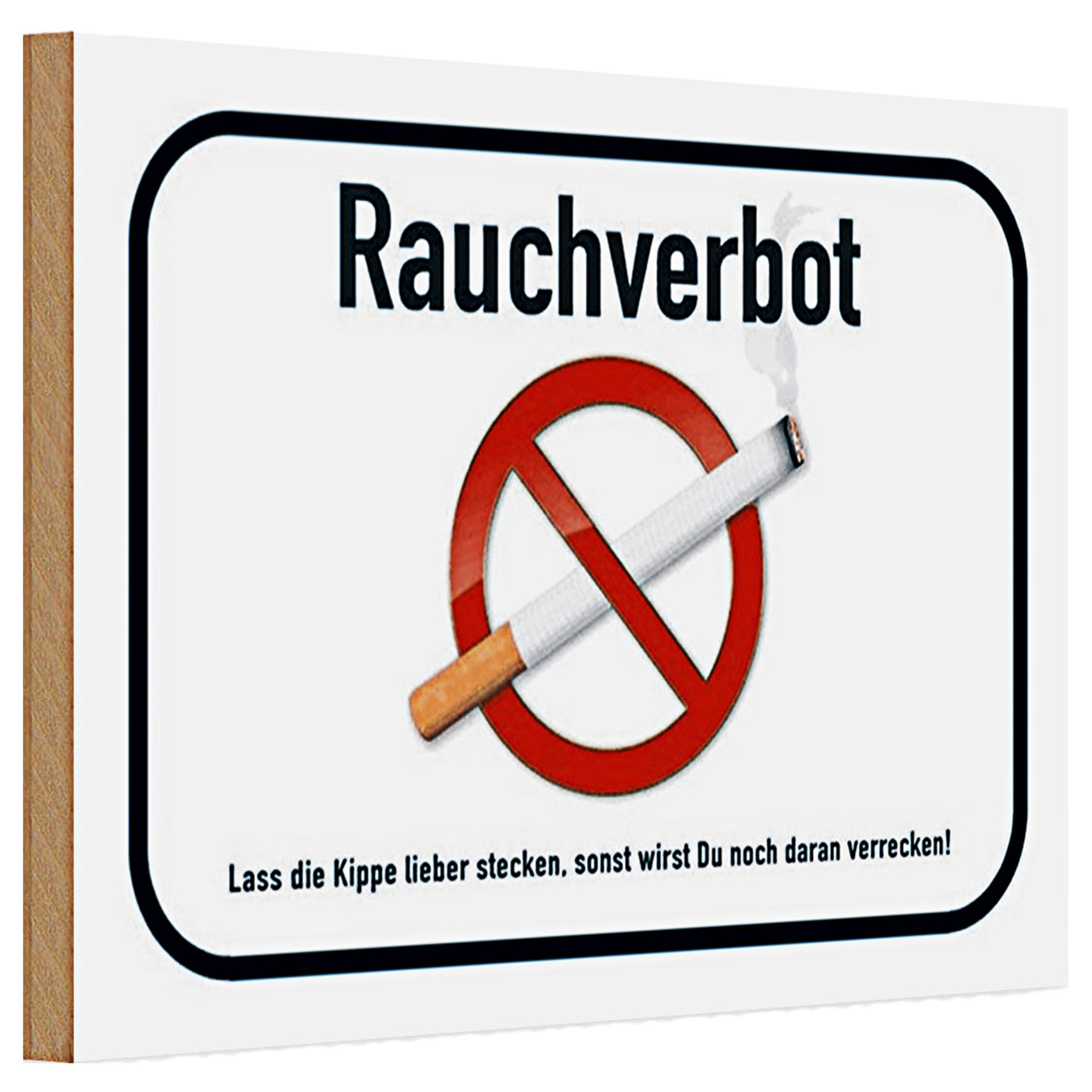 Holzbild Holzschild Verbot 30x20cm Rauchverbot lass Kippe lieber