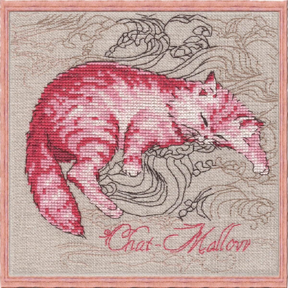 Kreativset Nimue Kreuzstich Set "Katzen-Malve", Zählmuster, 116K, 15x15cm