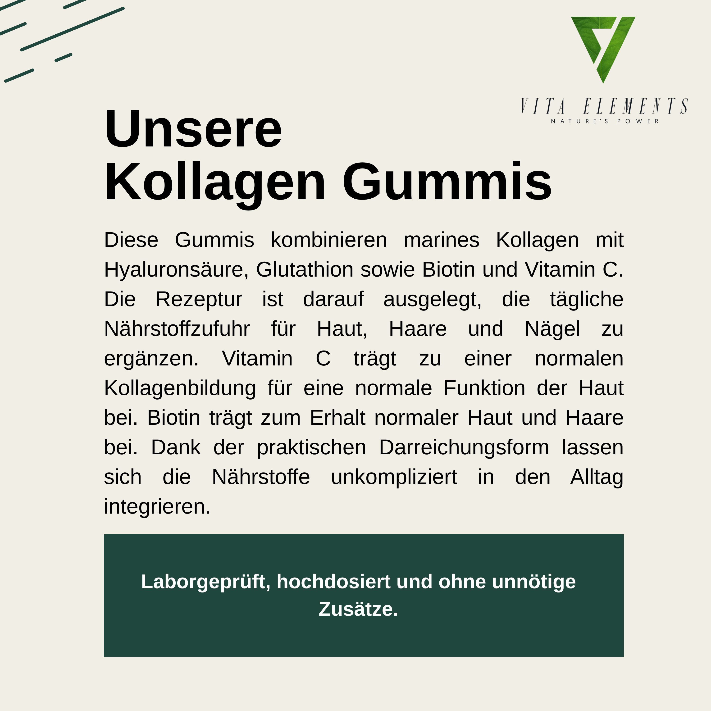 Vita Elements Kollagen Gummibärchen, 60 St., Glutenfrei ohne Gentechnik Laborgeprüft in Deutschland Gummies