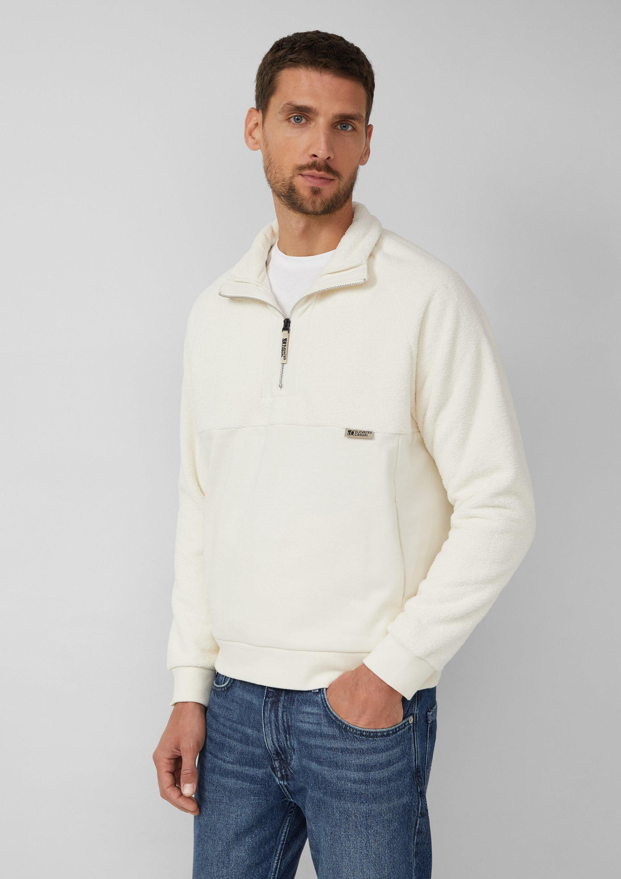s.Oliver Sweatshirt Sweatshirt Teddy-Halfzip aus Materialmix