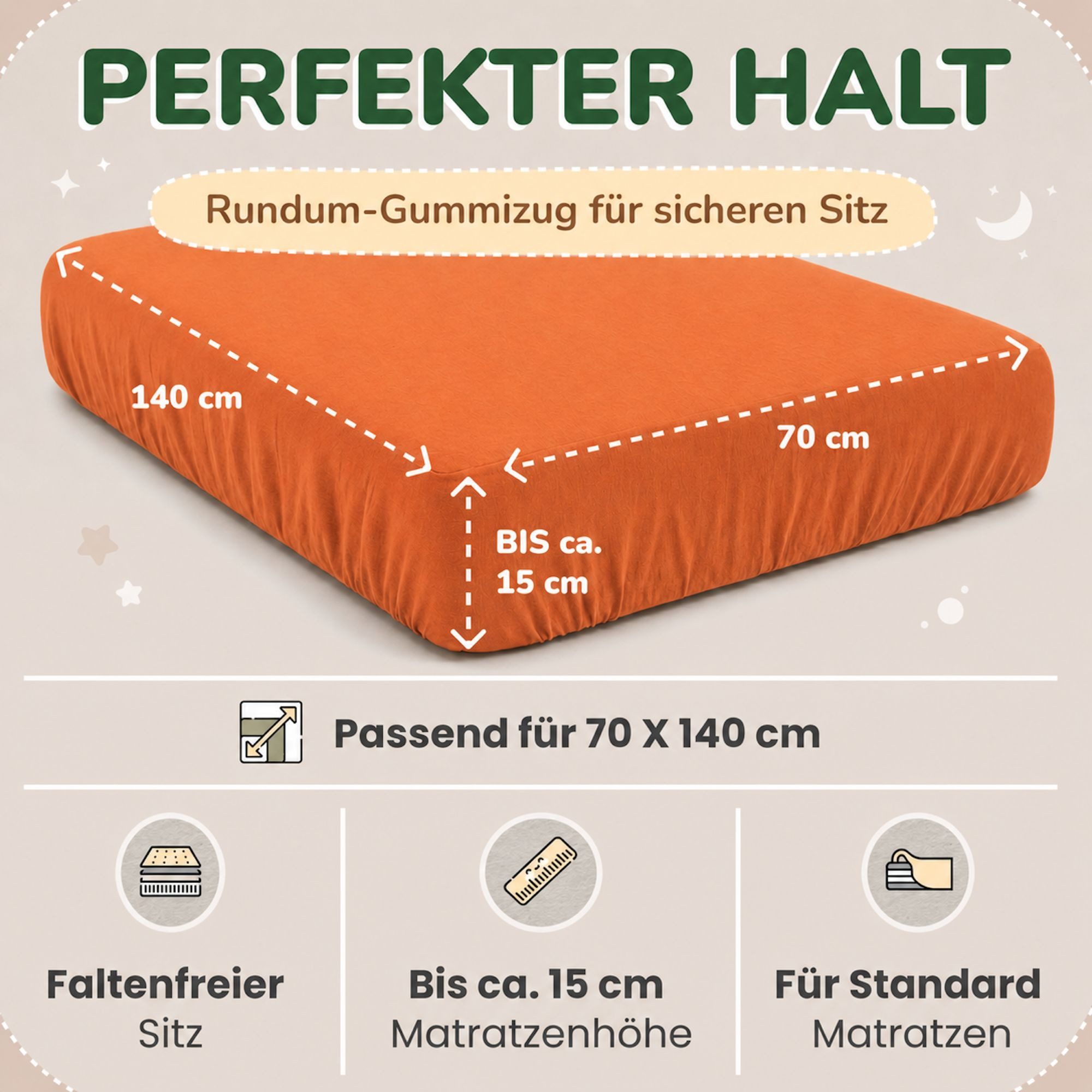 leevitex® Spannbettlaken in verschiedenen Größen und Farben, Jersey aus 100% Baumwolle, Jersey, Gummizug: rundum, (1 Stück), für Kinder- & Standardmatratzen, OE – Bild 3 von 5