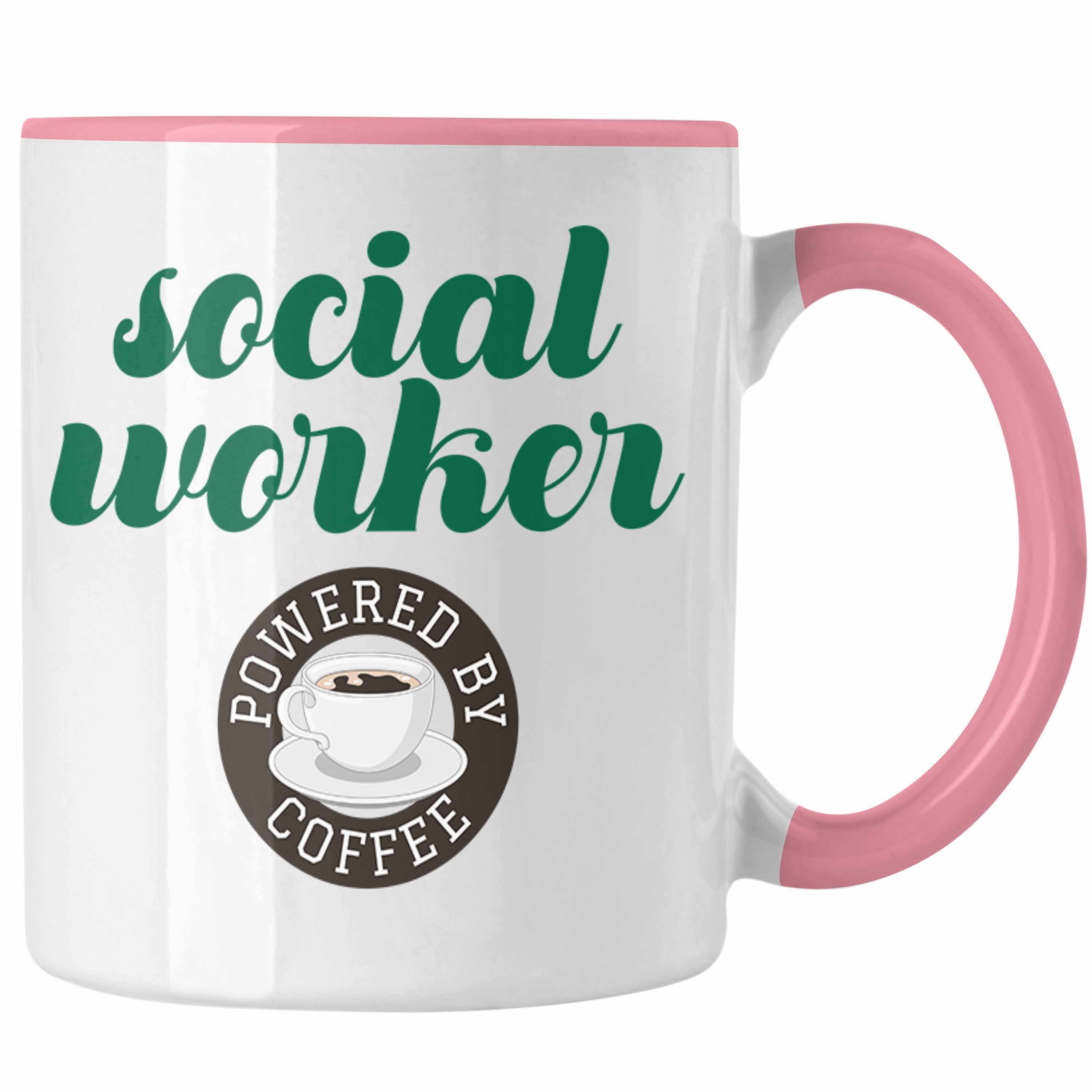 Trendation Tasse Sozialarbeiter Tasse Geschenk Social Worker Sozialer Bereich Spruch Ge Rosa
