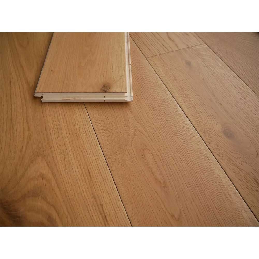 Woodstore24 Parkett Rustikale Eiche Landhausdiele Boden - gebürstet & geölt, Bodenbelag Klicksystem, UV-gehärtetes Naturöl & angenehme Haptik, Natürliche Landhausoptik mit geölter Oberfläche, braun, 2,888 m²/Paket, L 190cm x B 19cm x D 1,4cm