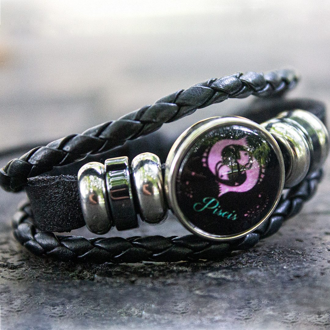 Stelby Armband mit Gravur Armband Sternzeichen Fische mit 3D Gravur im Glas (langlebig, pflegeleicht, unisex, modern, minimalistisch), Weihnachtsgeschenk, Geburtstagsgeschenk, Valentinstaggeschenk
