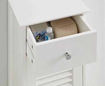 Saphir Unterschrank Quickset 928 Badschrank mit 1 Tür, 1 Schublade, 1 Einlegeboden, Weiß Badezimmer-Unterschrank 32 cm breit, Knopfgriffe, Landhaus-Stil