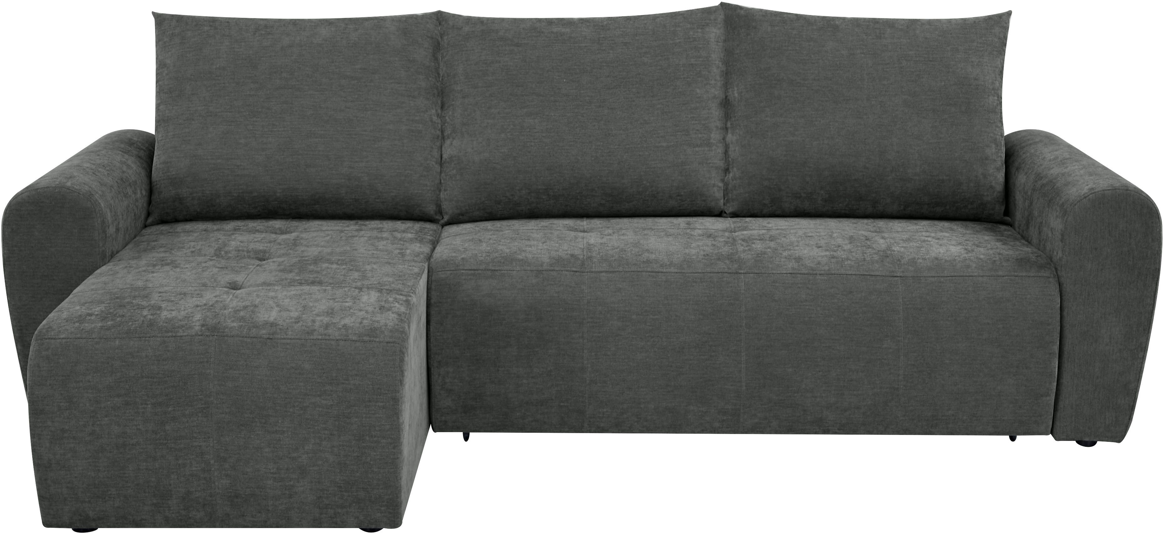 Home affaire Ecksofa Nortrud-Chester, 241 cm, L-Form, mit Schlaffunktion u. Bettkasten, Recamiere rechts / links montierbar, Steppung, Feinstruktur-Bezug