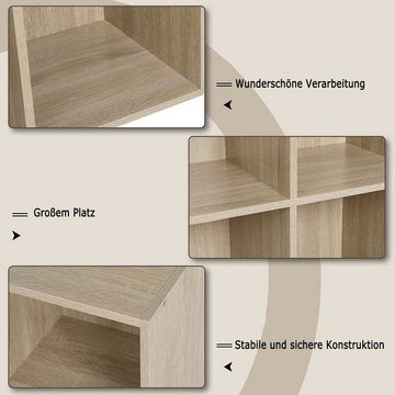 Woltu Bücherregal, 1-tlg., Würfelregal 4 Fächer aus MDF 60x30x60cm Eiche