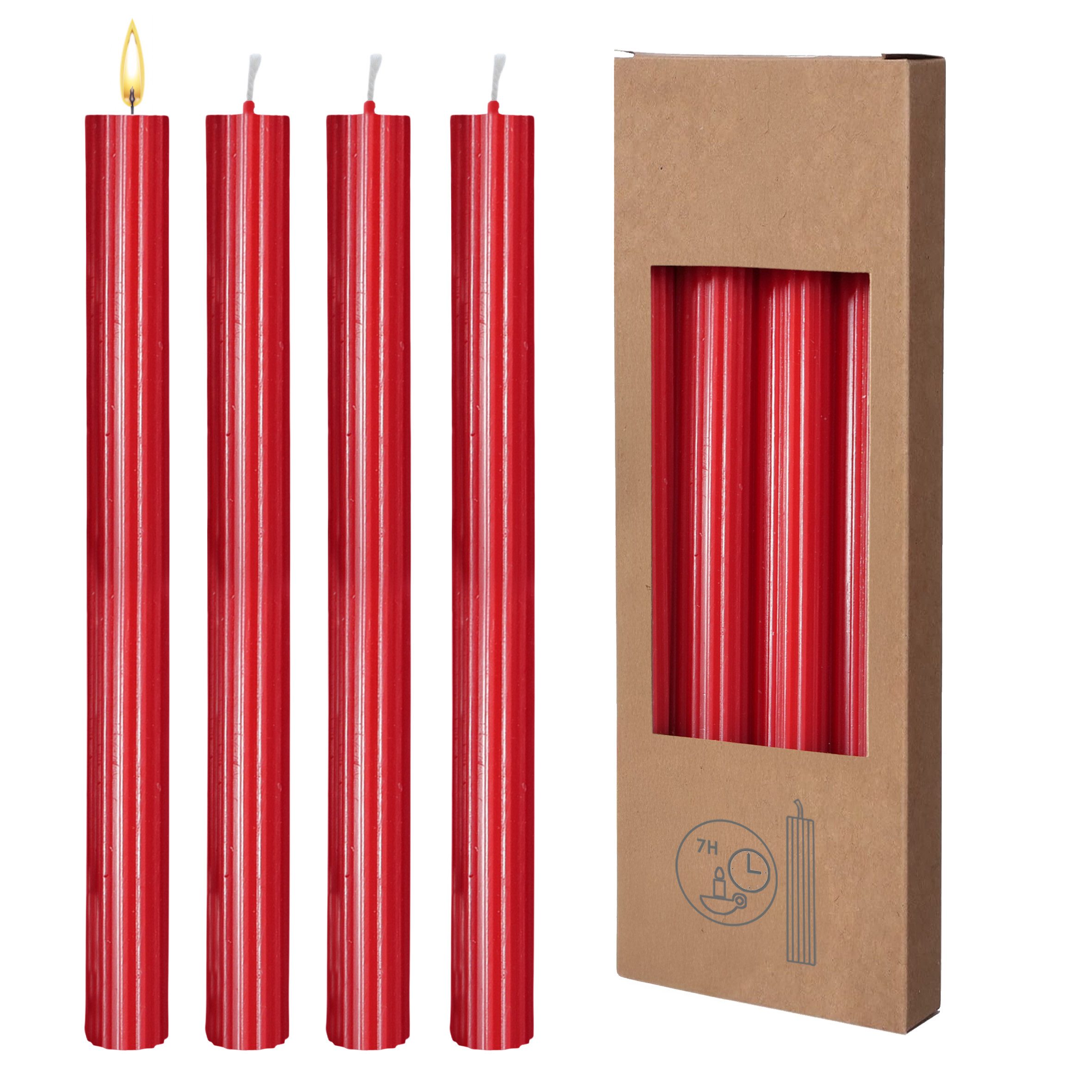 Spetebo Tafelkerze Echtwachs Stabkerzen geriffelt 8er Pack (Anzahl, 1-tlg., Stück), ca. 9 Stunden Brenndauer