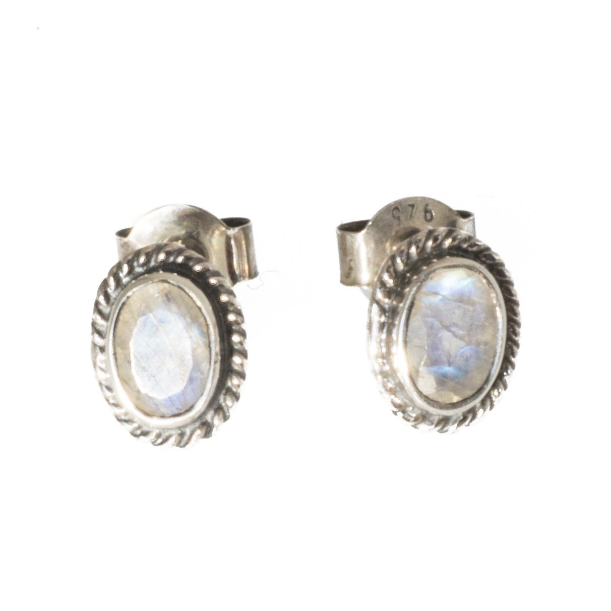 Paar Ohrstecker Ohrstecker Mondstein verziert oval günstig online kaufen