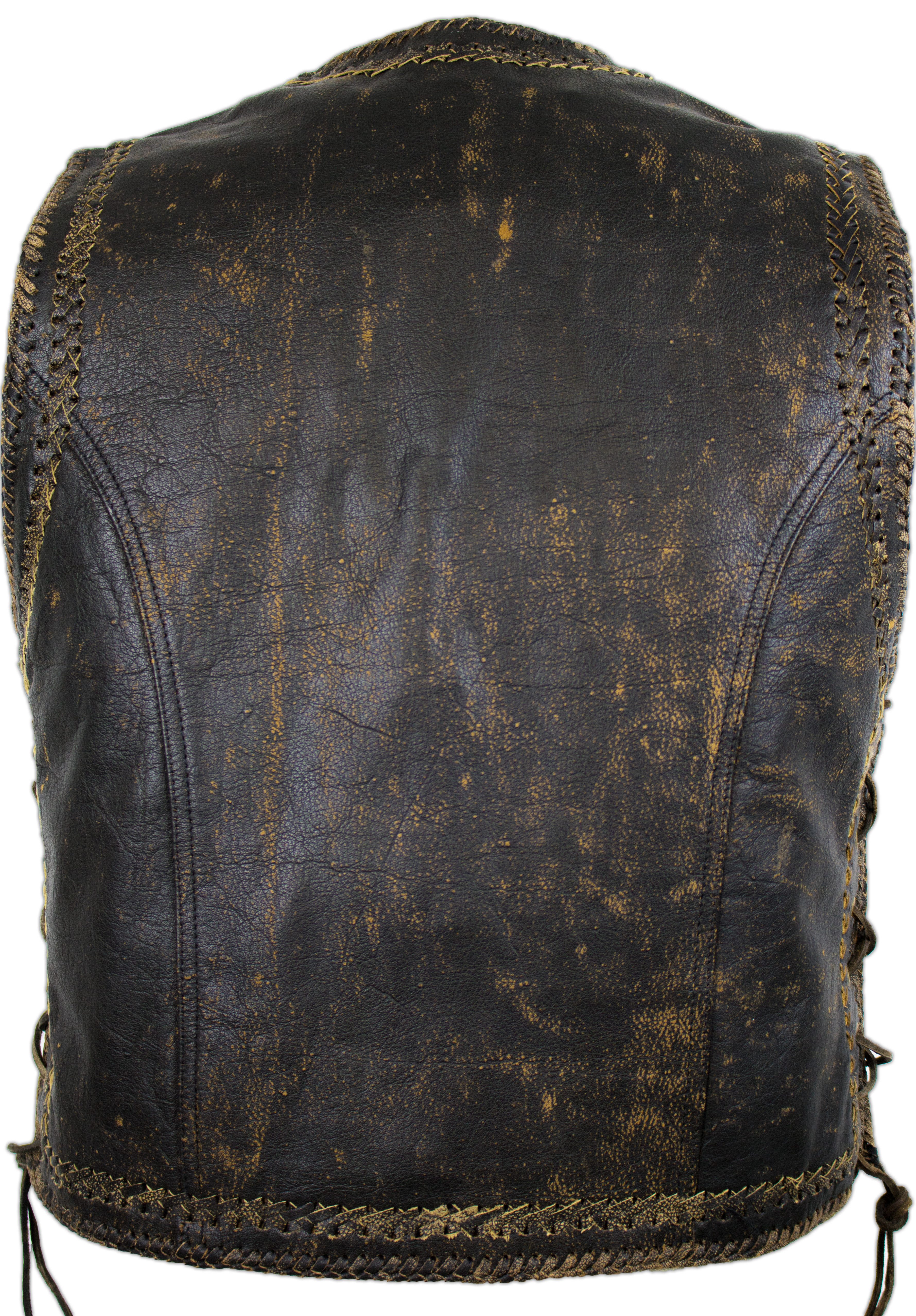 MDM Lederweste Vintage Herren Lederweste doppelt geflochtene Umrandung, Bik günstig online kaufen