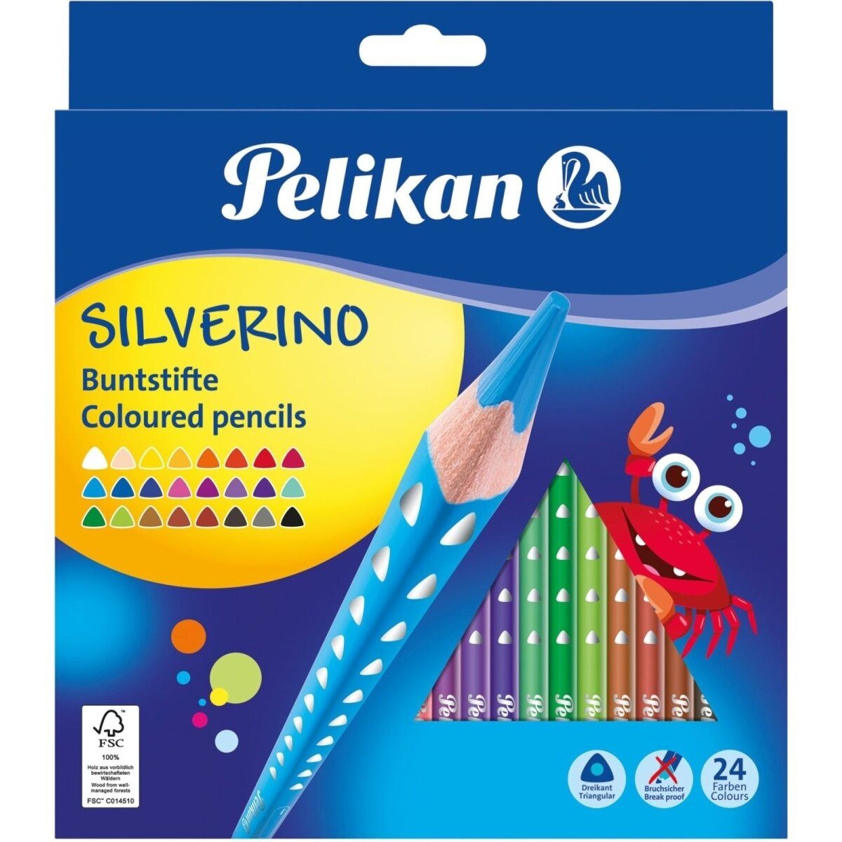 Pelikan Buntstift Buntstifte Silverino dreieckig dünn 3mm VE=24 Farben Schachtel