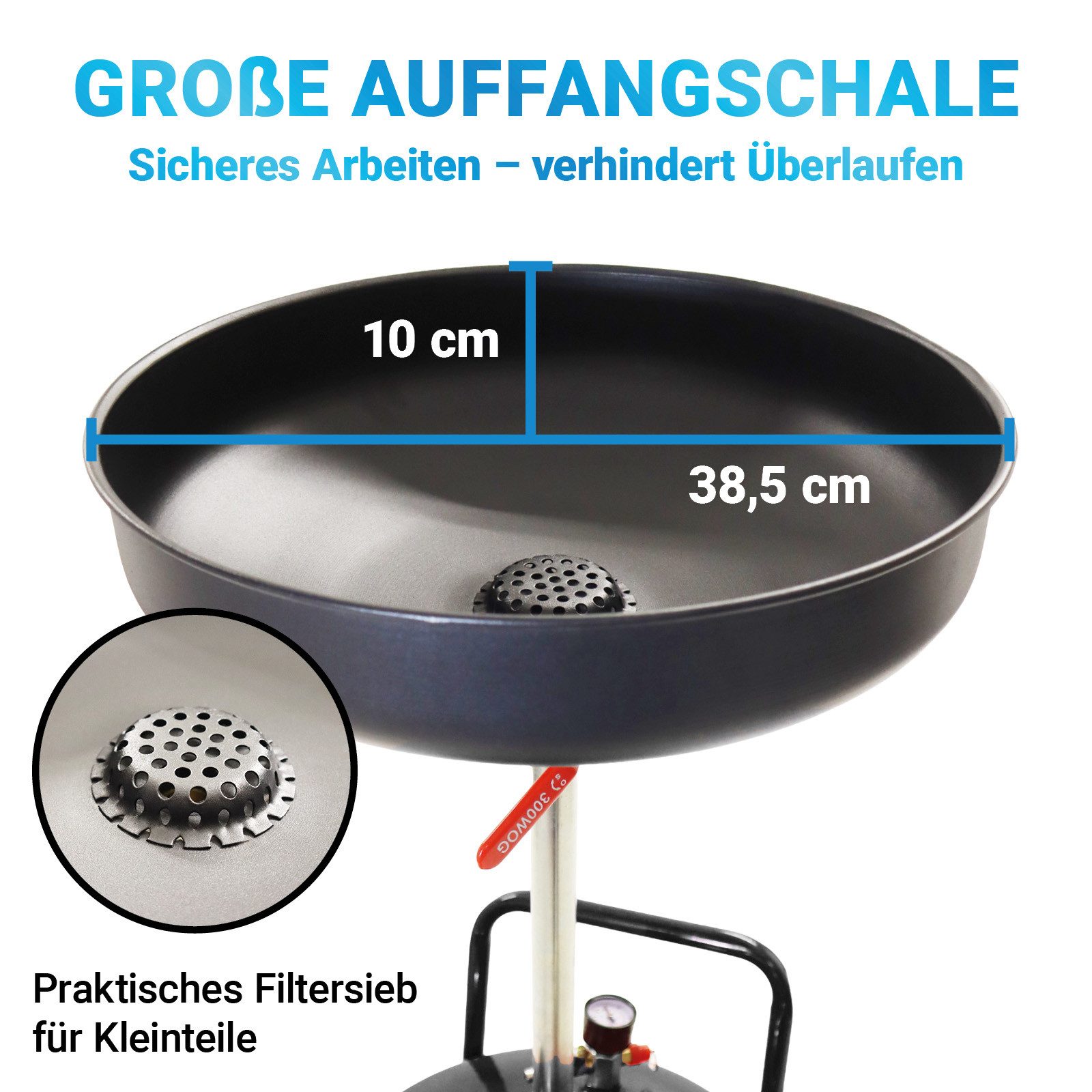 Bituxx Ölauffangwanne 80L 47x44x100-160cm mit Druckluftanschluss Schwarz, 80 l, (MS-19651) – Bild 5 von 5