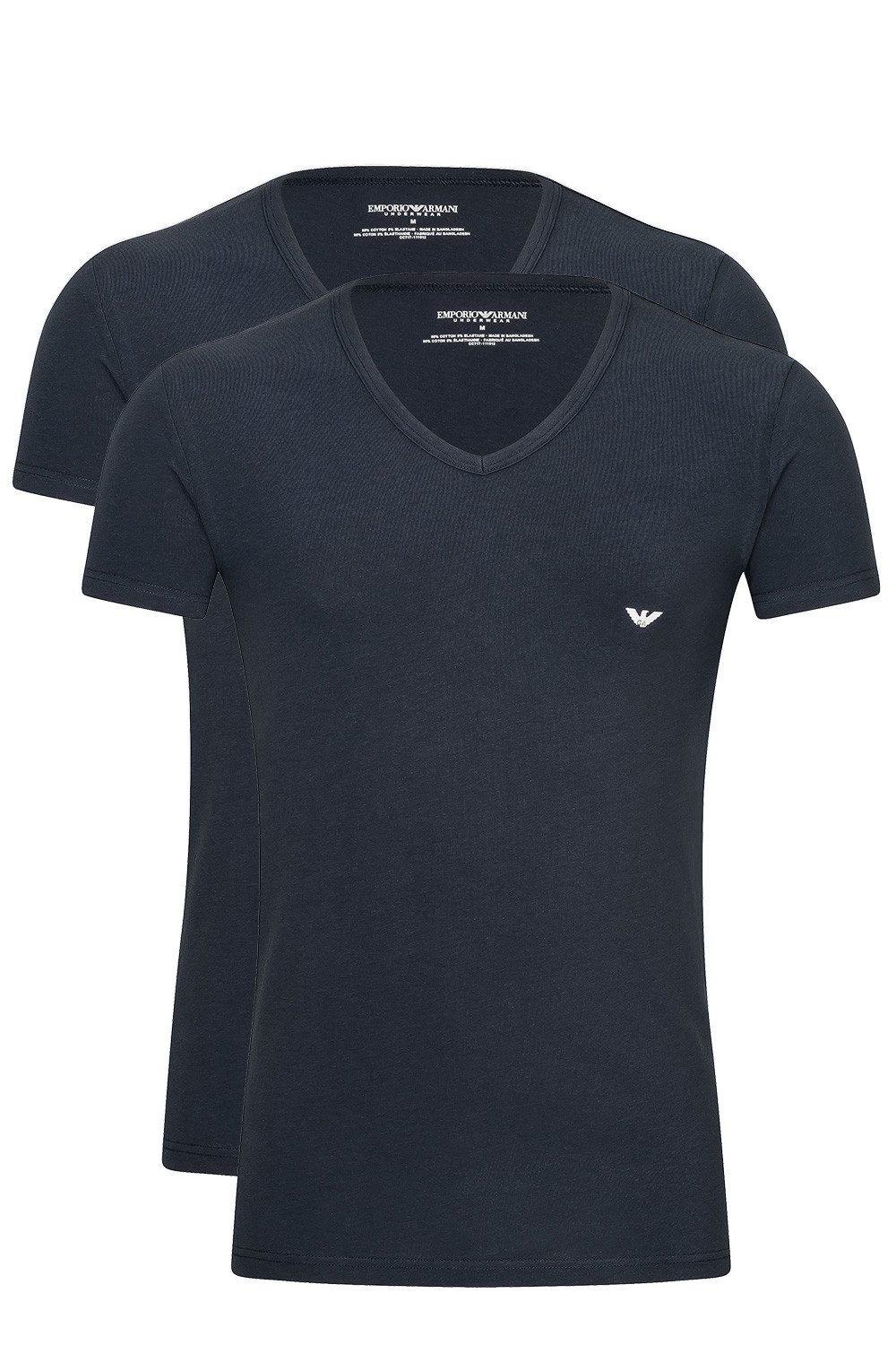 Emporio Armani Unterziehshirt CC717 Stretch Cotton (Packung, 2-St., 2er-Pack) Herren T-Shirt Kurzarm V-Neck Unterhemd figurbetont im 2er-Pack