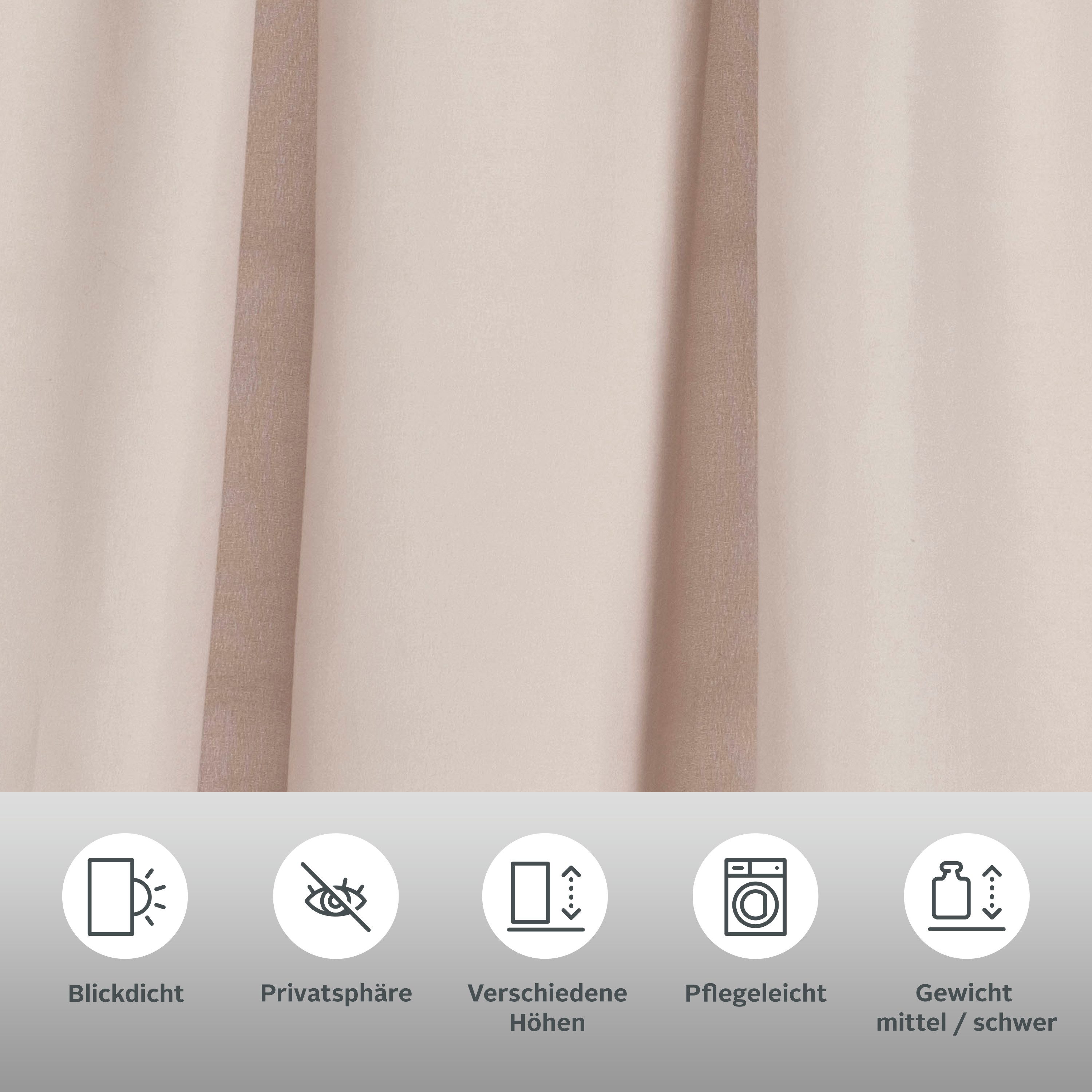 OTTO home Vorhang Raja, Gardinen mit Kräuselband, Vorhänge Wohnzimmer (2 St), Kräuselband, blickdicht, Polyester, 2er-Set, Bestseller, einfarbig, modern, pflegeleicht, Mikrofaser
