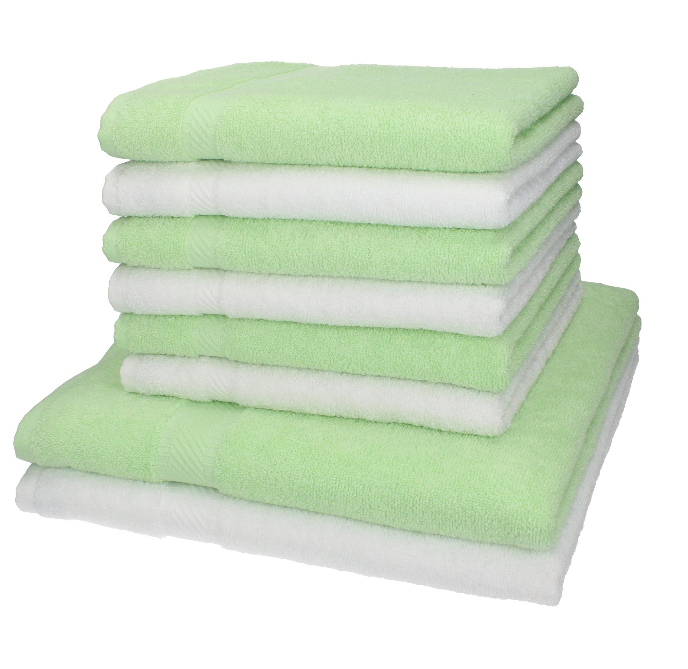 Betz Handtuch Set 8-TLG. Handtuch-Set Palermo Farbe weiß und grün, 100% Baumwolle
