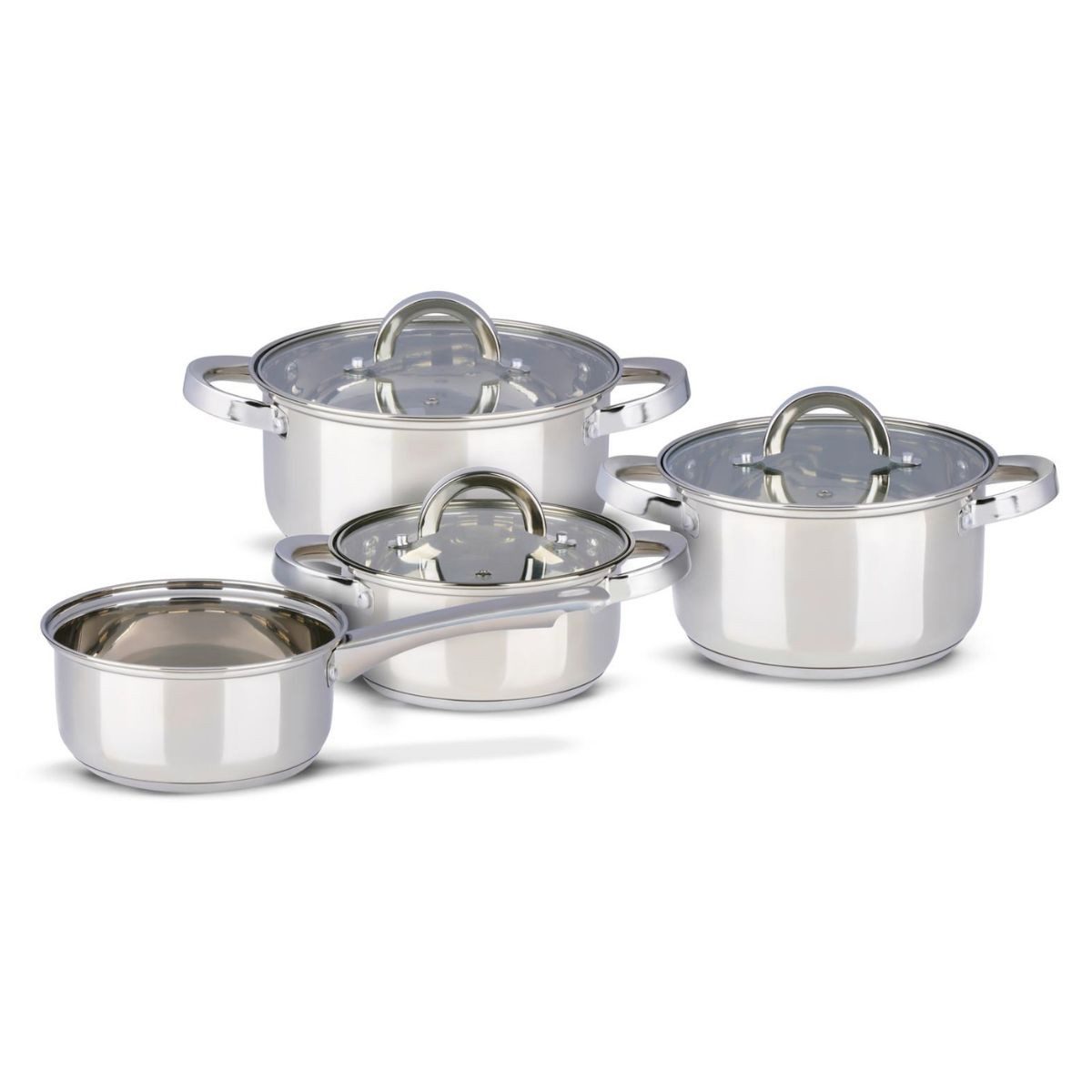 Alpina Pfannen-Set Alpina Pfannenset 7-teilig - Edelstahl Pfannenset mit Glasdeckel